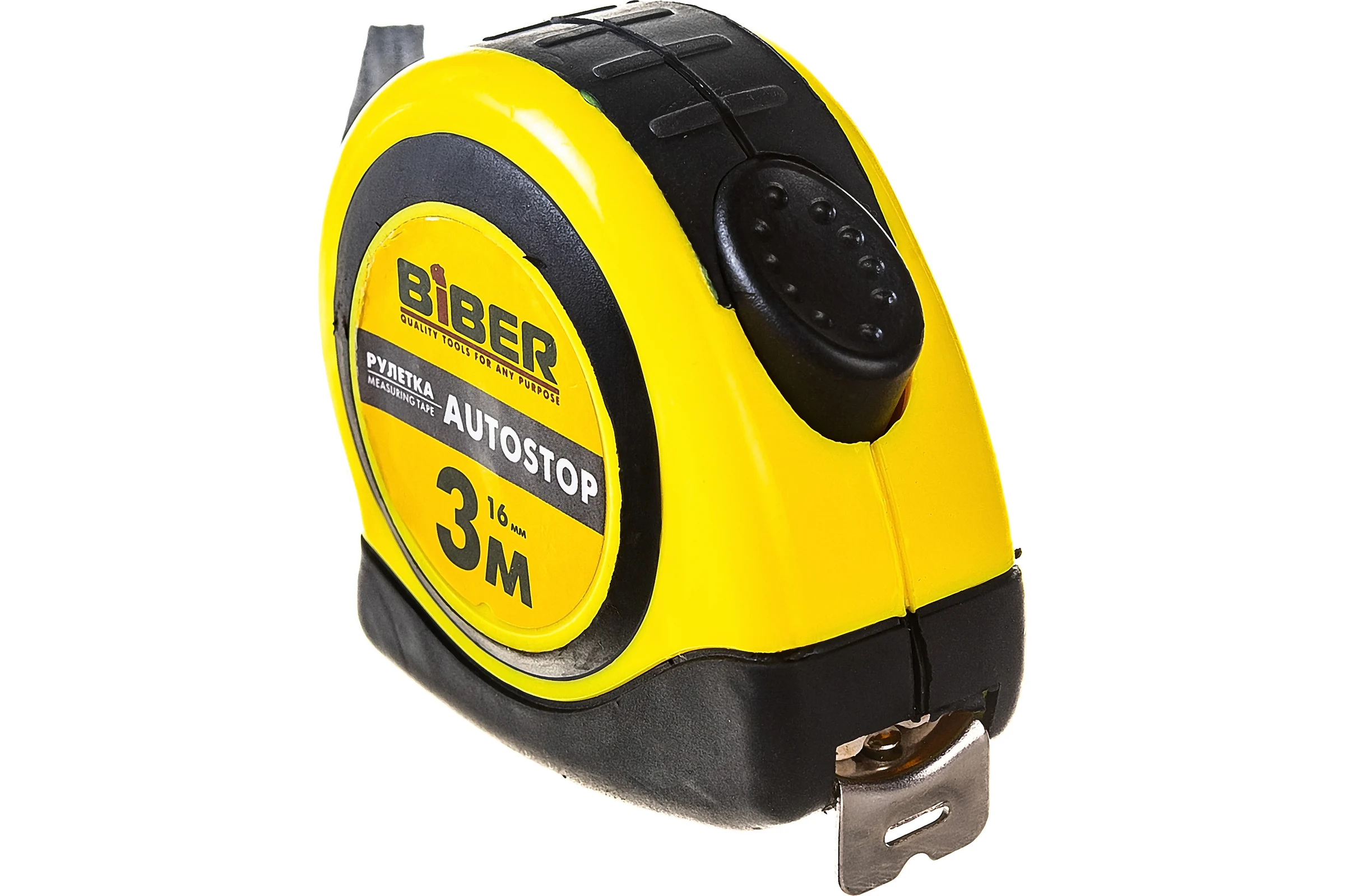 Рулетка (обрезиненный корпус, 3 м х 16 мм) Biber AUTOSTOP 40071 тов-173001