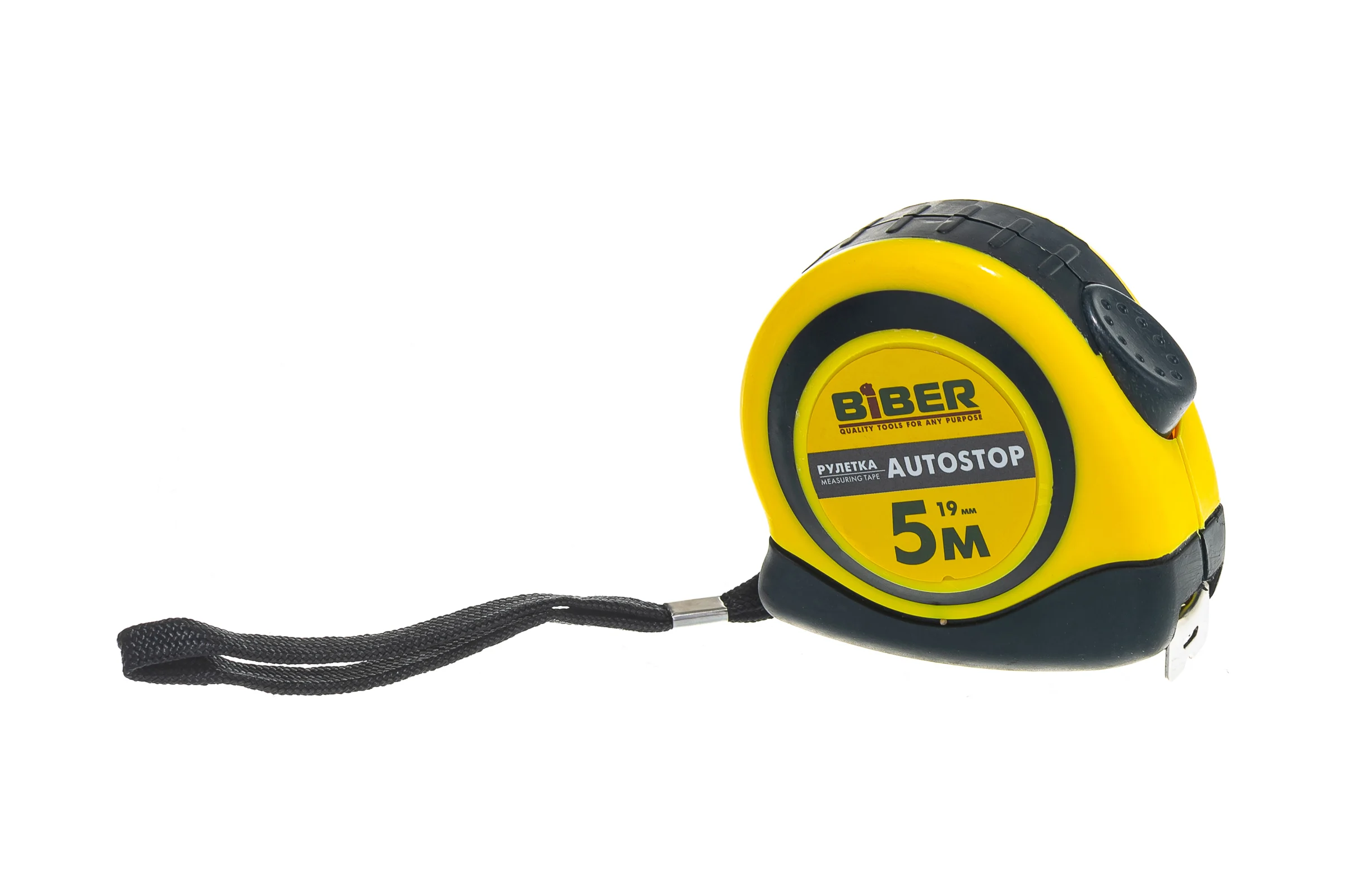 Рулетка (обрезиненный корпус, 5 м х 19 мм) Biber AUTOSTOP 40072 тов-173002