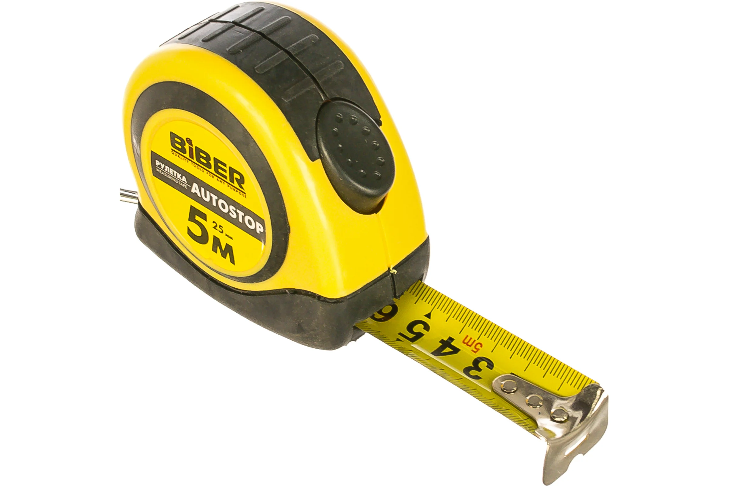 Рулетка (обрезиненный корпус, 5 м х 25 мм) Biber AUTOSTOP 40073 тов-173003