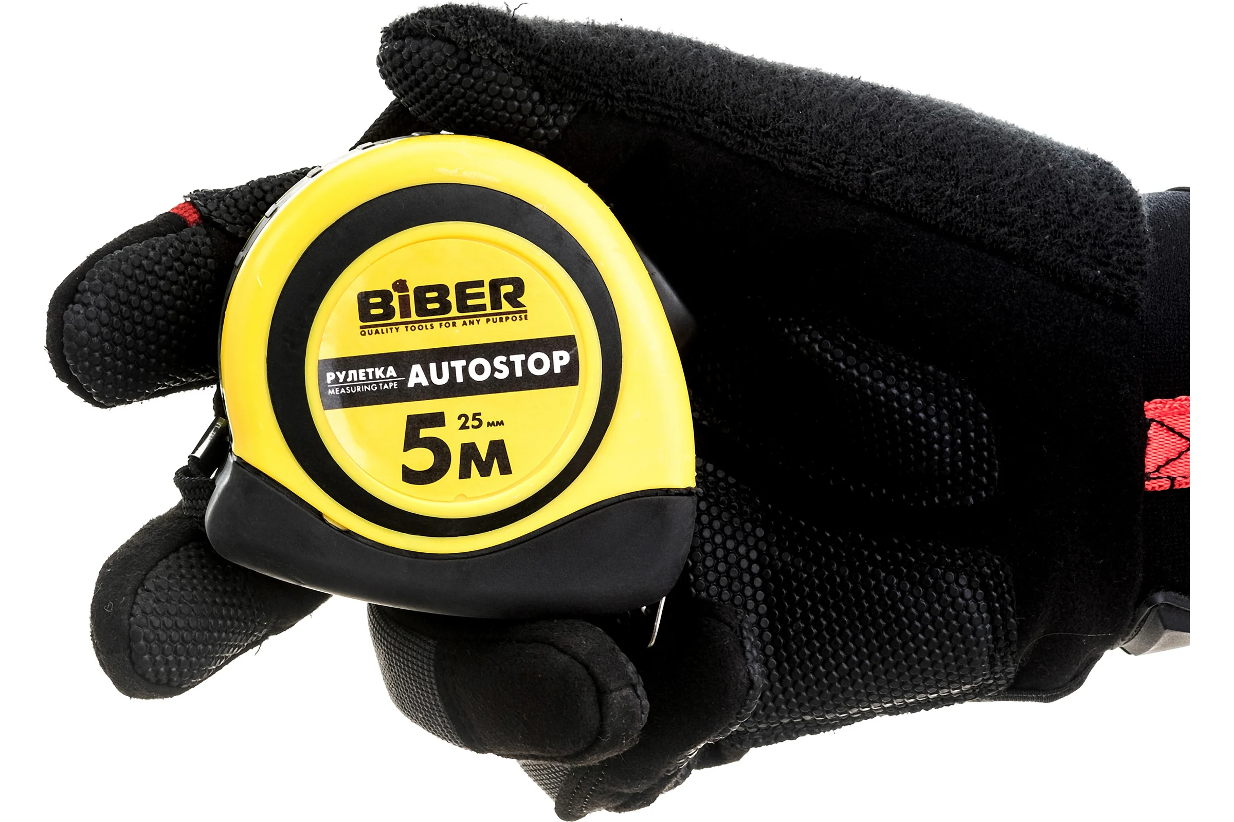 Рулетка (обрезиненный корпус, 5 м х 25 мм) Biber AUTOSTOP 40073 тов-173003