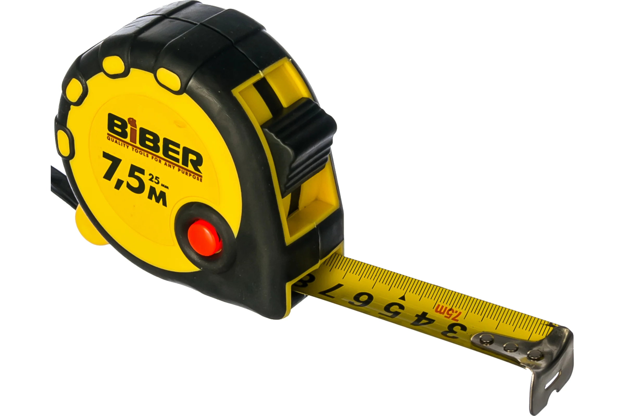 Рулетка (обрезиненный корпус, 7.5 м х 25 мм) Biber STANDART 40094 тов-173013