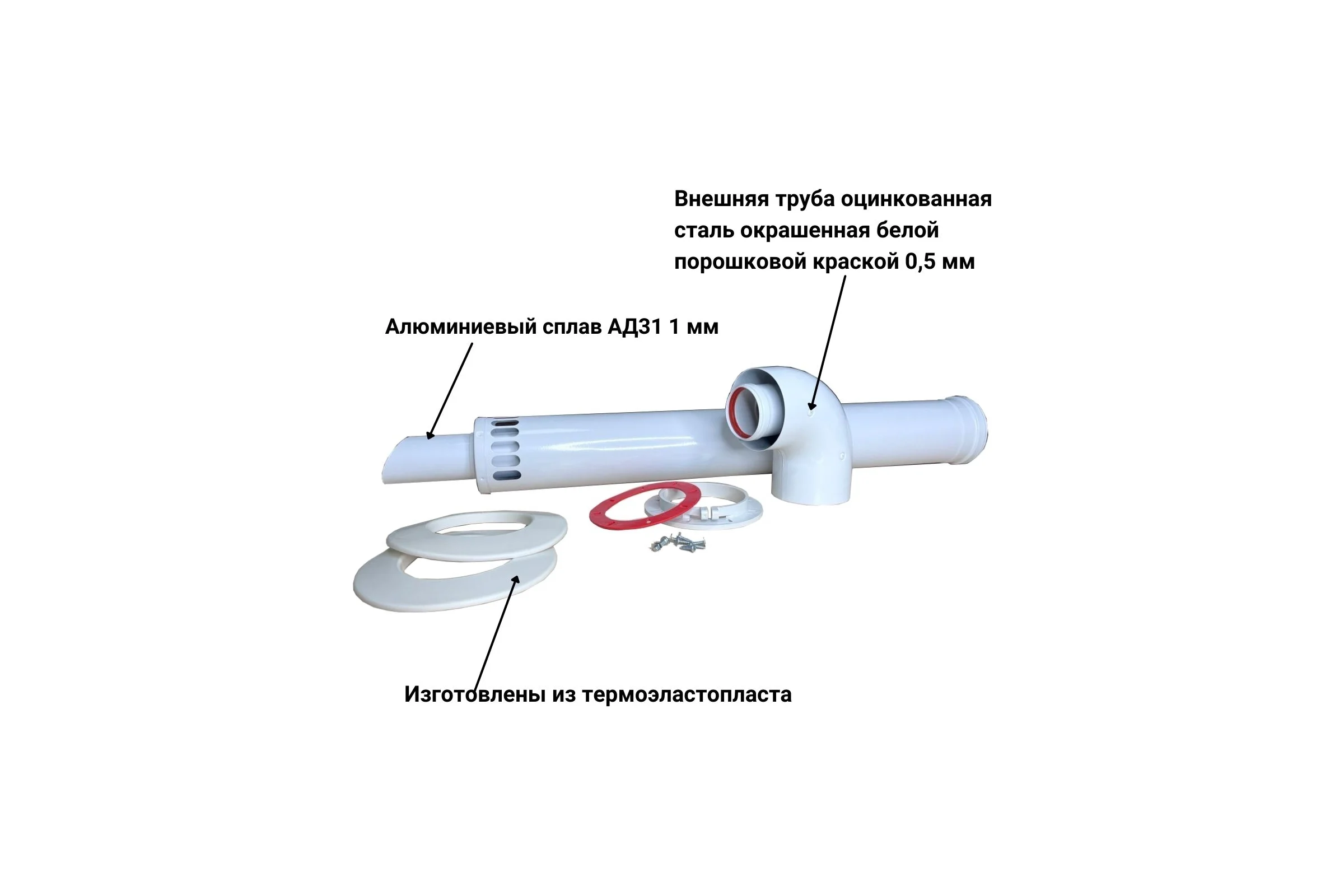 Дымоход коаксиальный с наконечником антилед 60/100 мм + protherm bosh buderus baxi 750 мм Прок ПР782990
