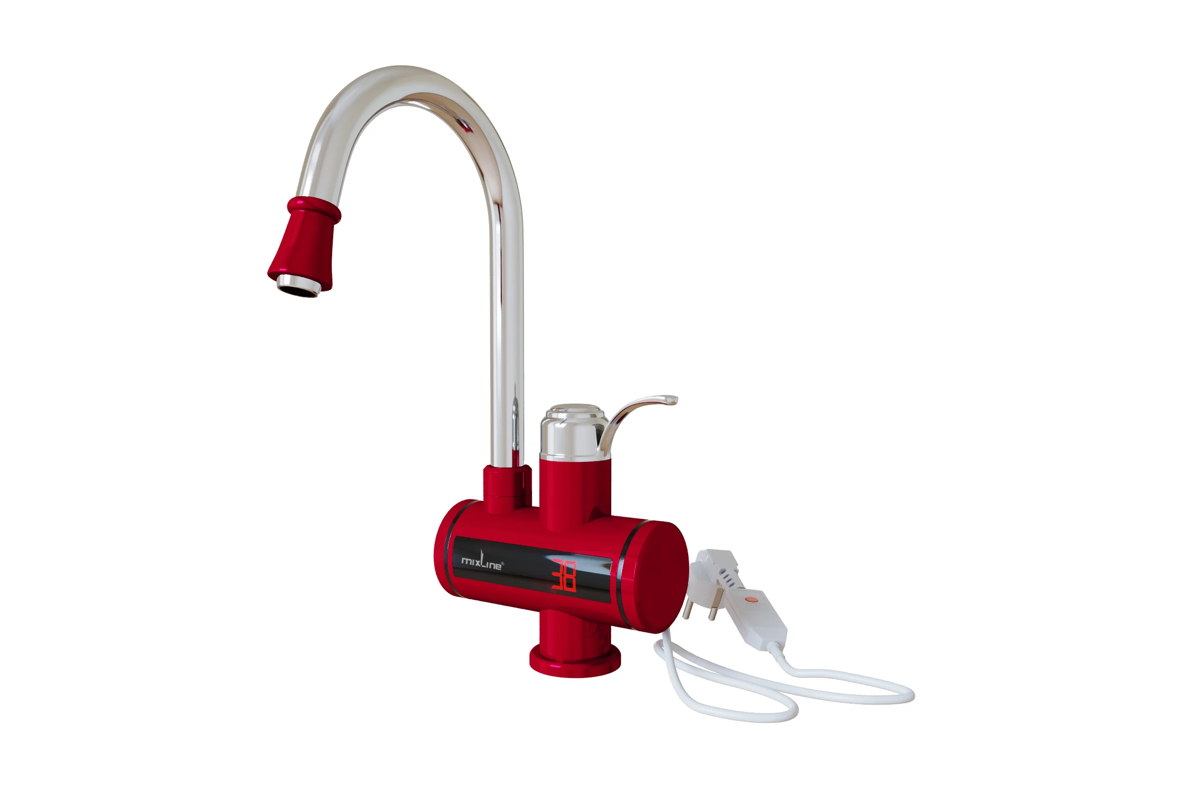 Смеситель-водонагреватель MIXLINE проточного типа wh-003 red, 3.3 квт, УЗО, кухня, индикатор температуры 551718