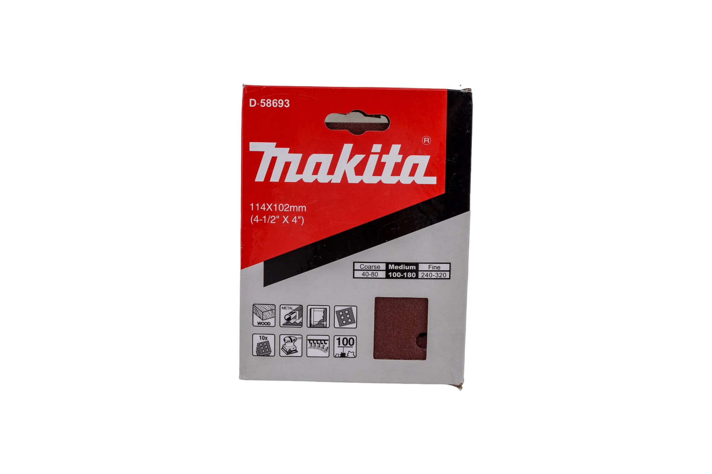 Бумага шлифовальная на липучке 114x102 мм, A100, 10 шт. Makita D-58693