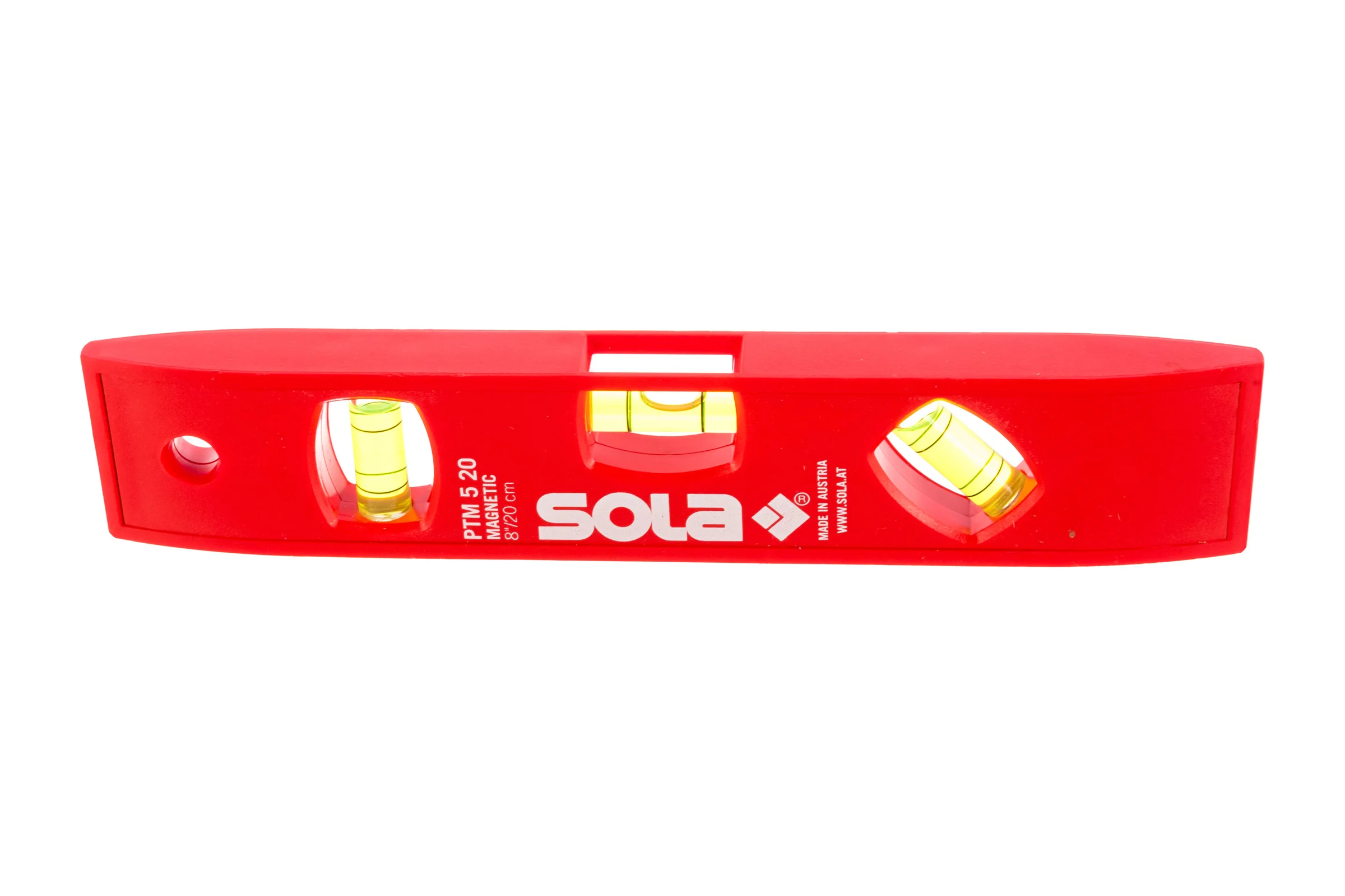 Пластиковый магнитный уровень, L=20 см, 3 глазка SOLA PTМ 5 01430601