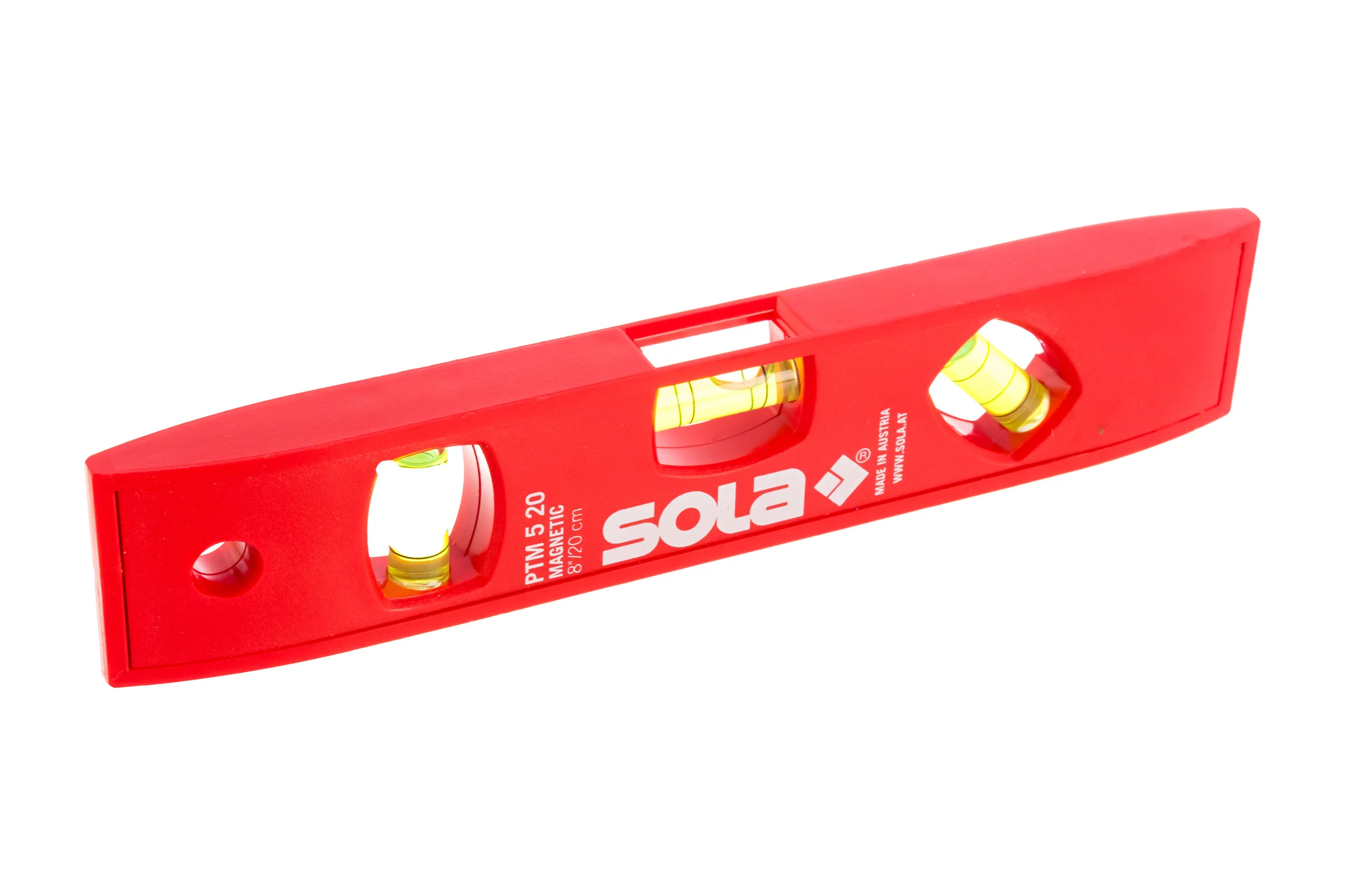 Пластиковый магнитный уровень, L=20 см, 3 глазка SOLA PTМ 5 01430601