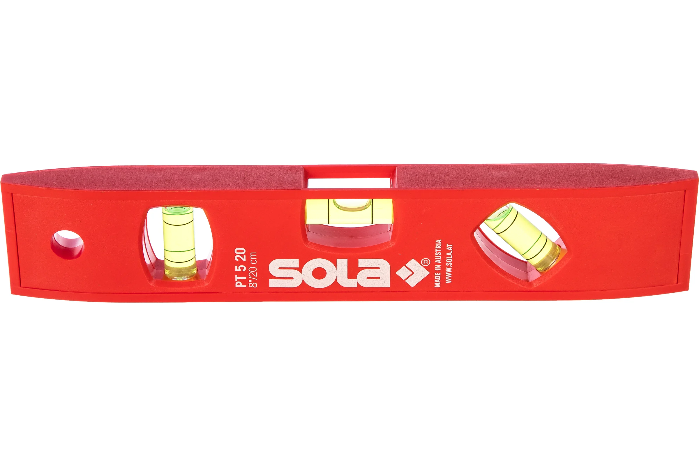 Пластиковый уровень, L=20 см, 3 глазка SOLA PT 5 01430201