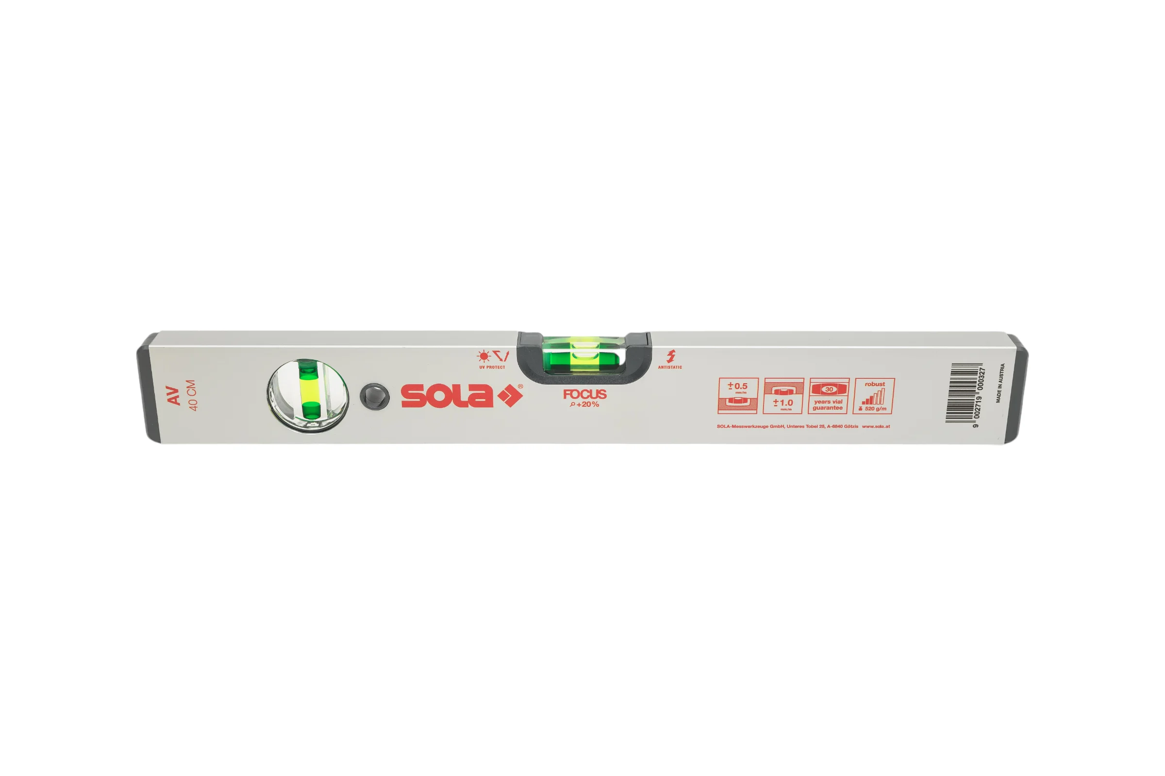Уровень, L - 40 см, 2 глазка SOLA AV 40 01110501