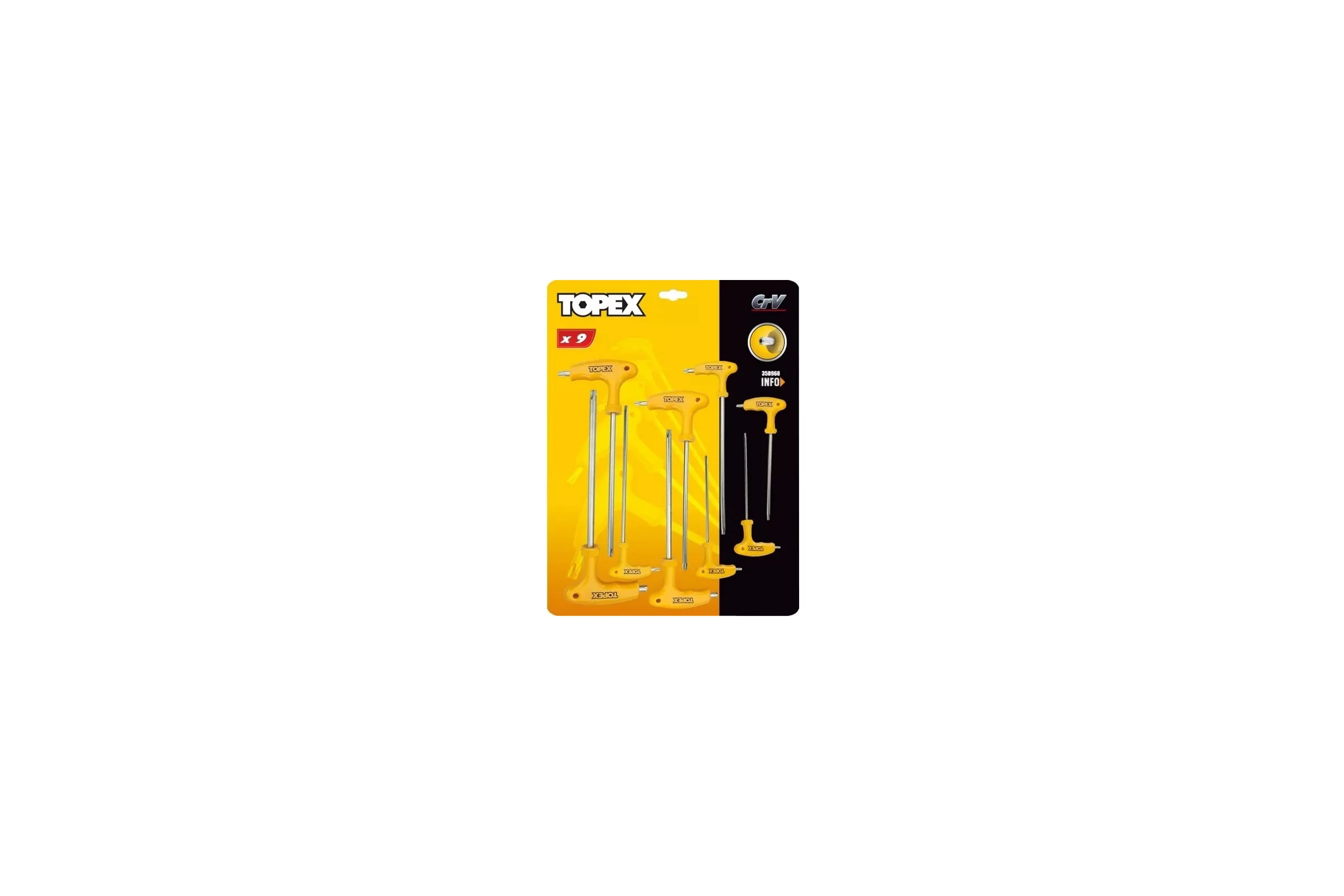 Ключи шестигранные Torx с Т-образной ручкой, 9 шт TOPEX 35D968