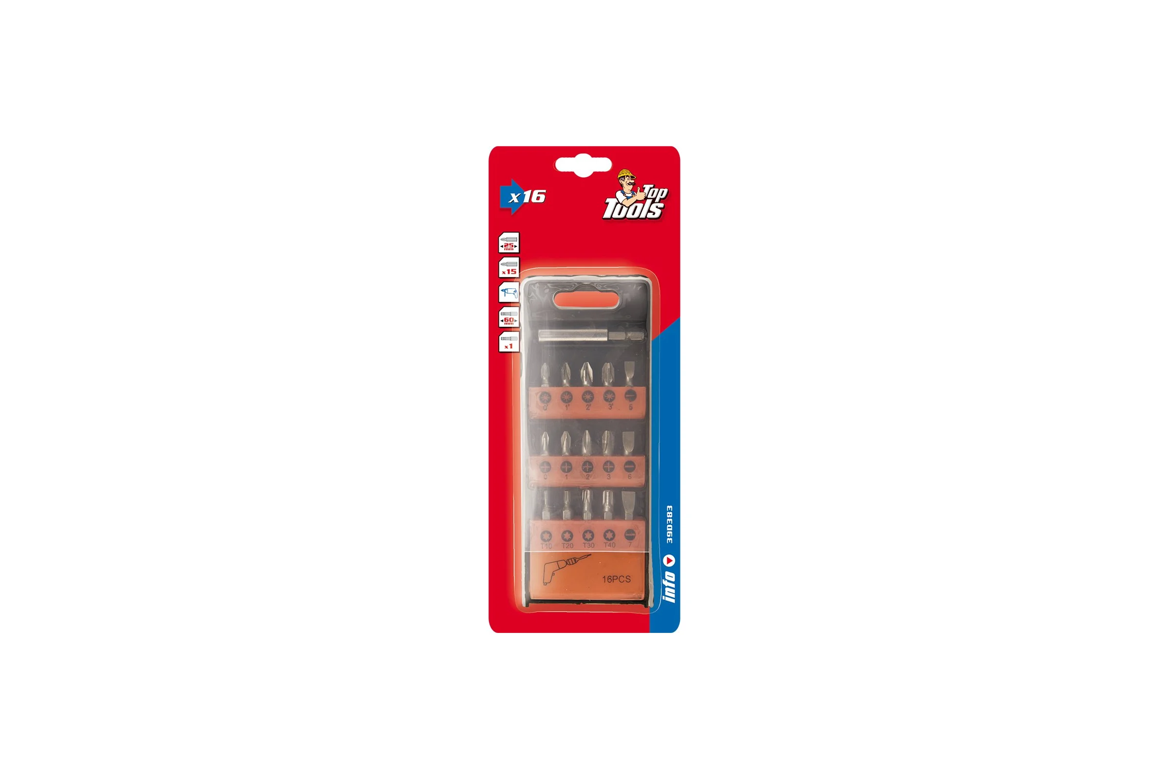 Набор насадок с держателем (16 шт.) Top Tools 39D383