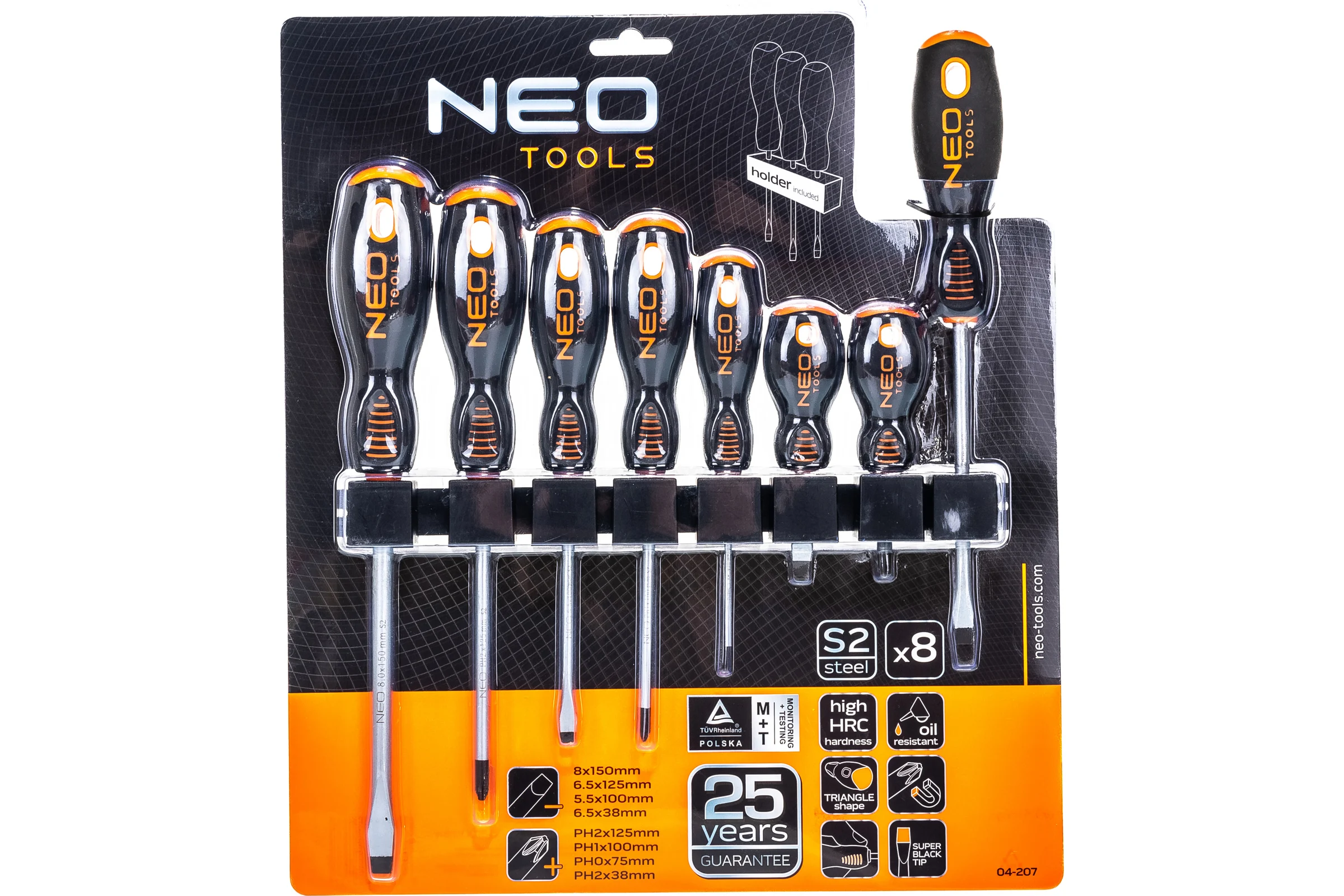 Набор отверток NEO Tools SL/PH 8 шт двухкомп рукоятка 04-207