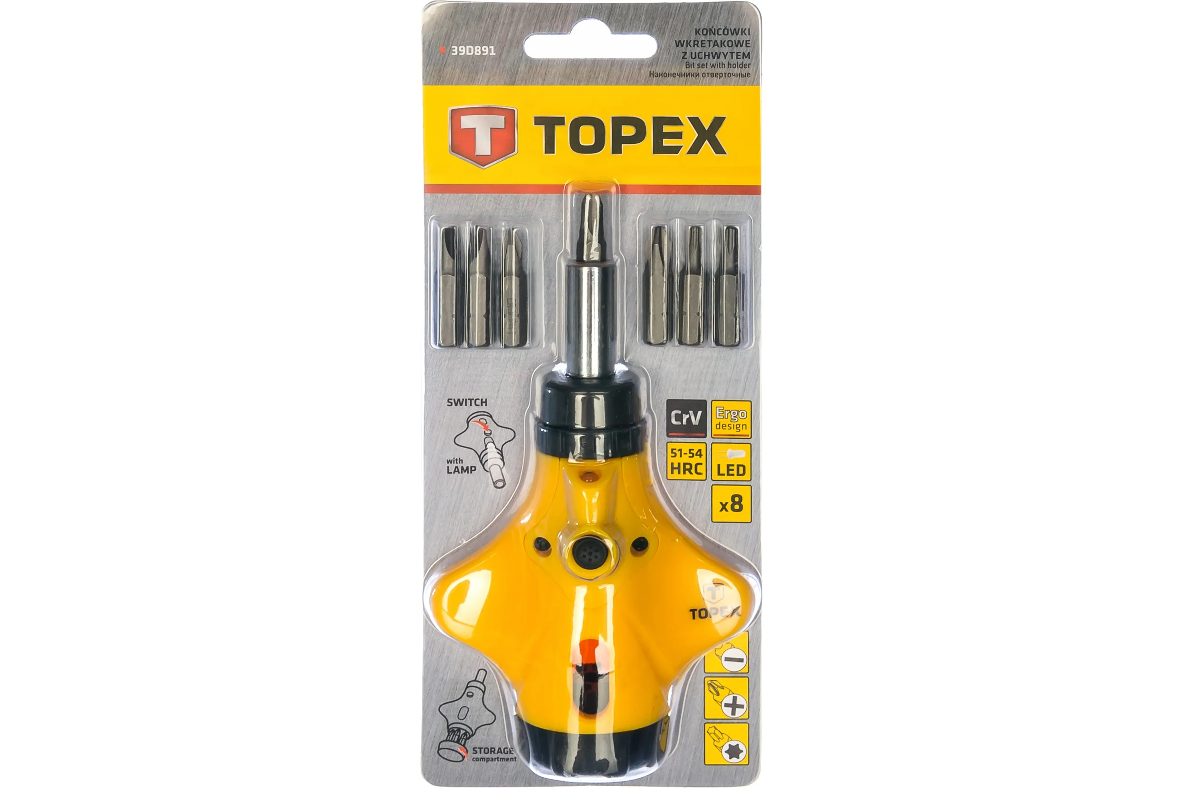 Отвертки и насадки набор 8 штук TOPEX 39D891
