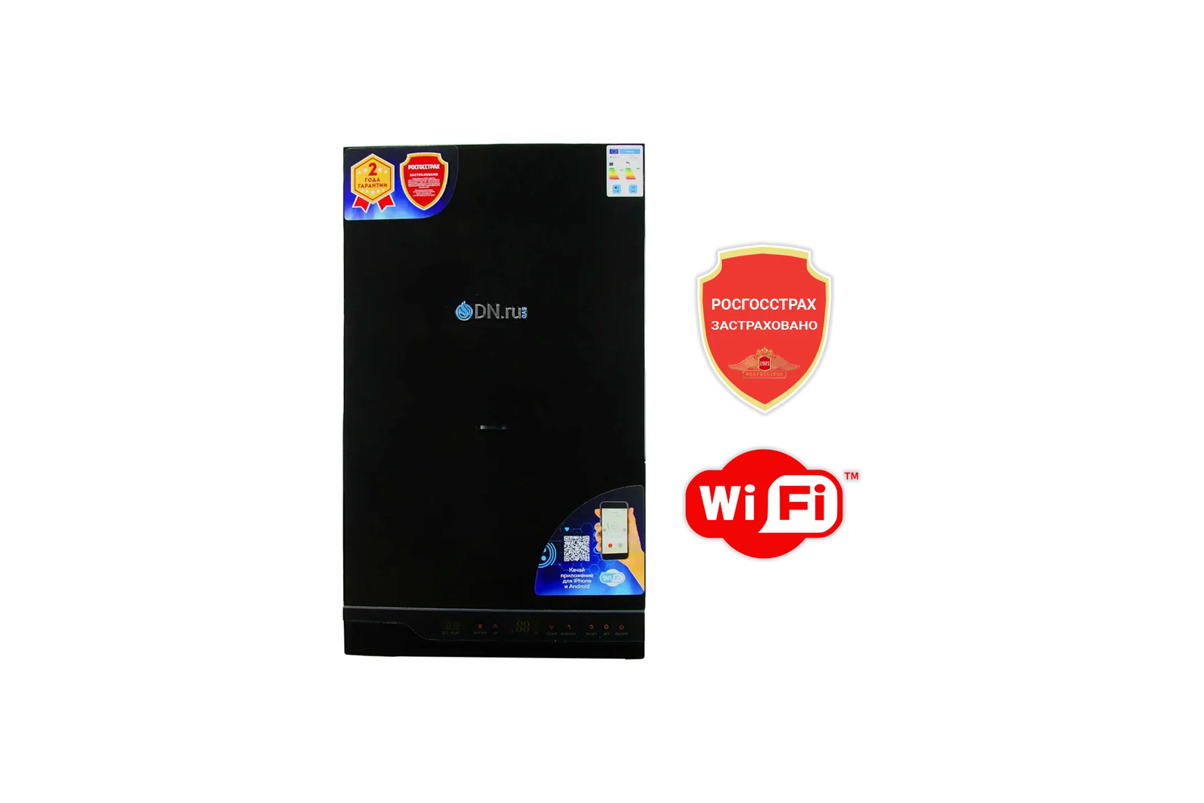 Котел газовый двухконтурный DN.ru 24кВт, с Wi-Fi GB24CD-B настенный, черный D380-00004