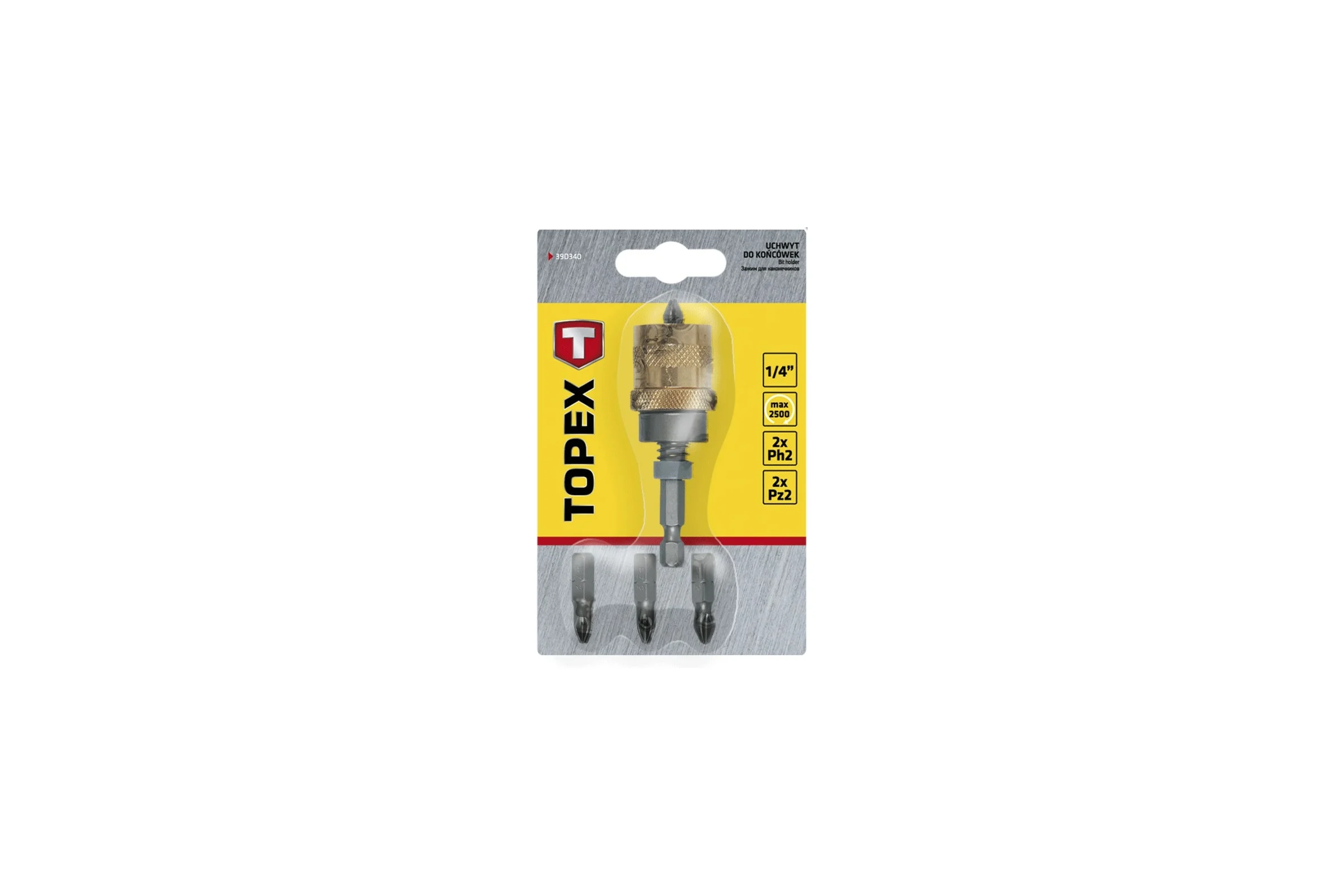 Держатель насадок (1/4", 65 мм, 4 биты в комплекте) TOPEX 39D340