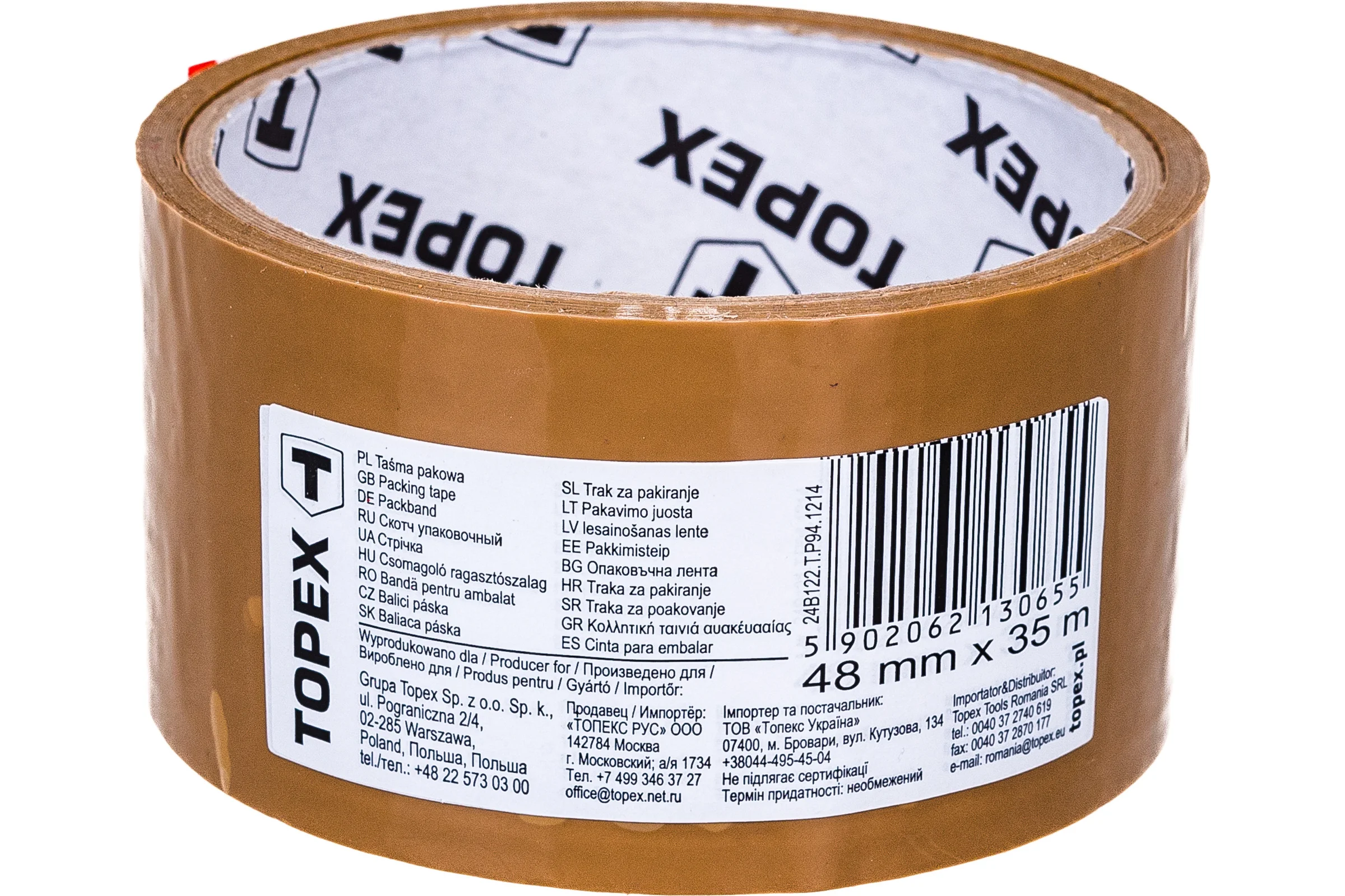 Упаковочная клейкая лента 48 мм x 35 м TOPEX 24B122