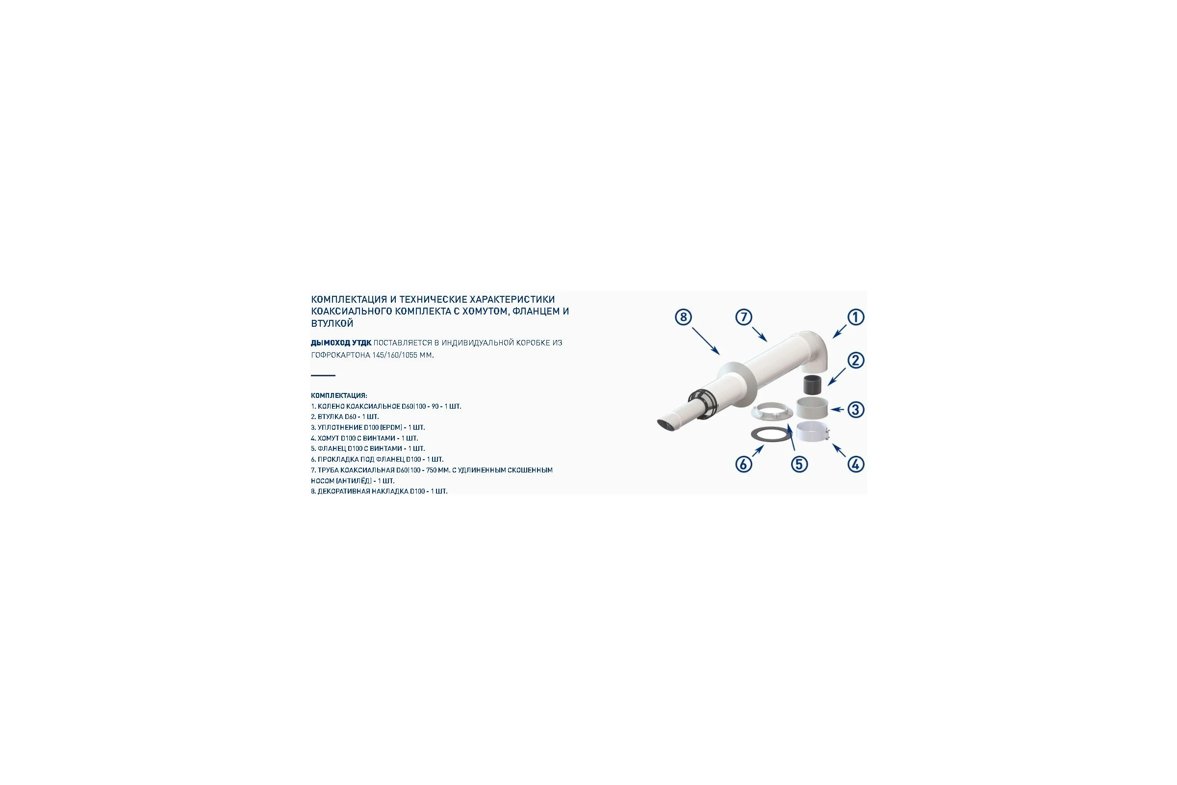 Комплект коаксиальный FT Group KRATS 60х100-750 УНИВЕРСАЛЬНЫЙ Антилед 772319