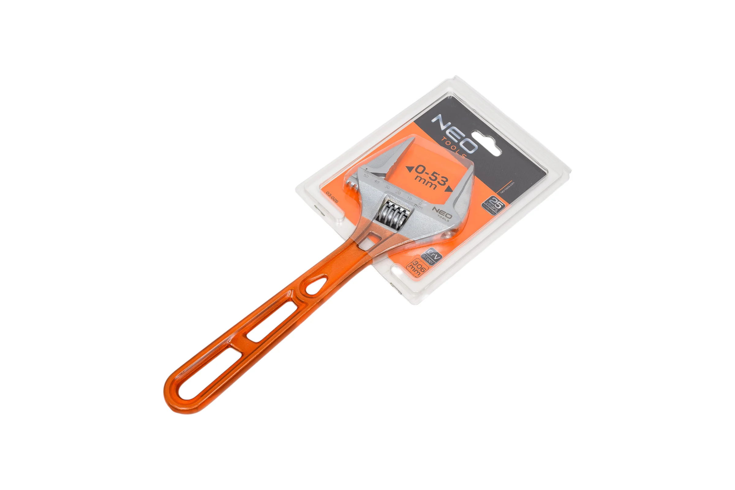 Разводной ключ 306 мм, рабочий диапазон 0-53 мм NEO Tools 03-026