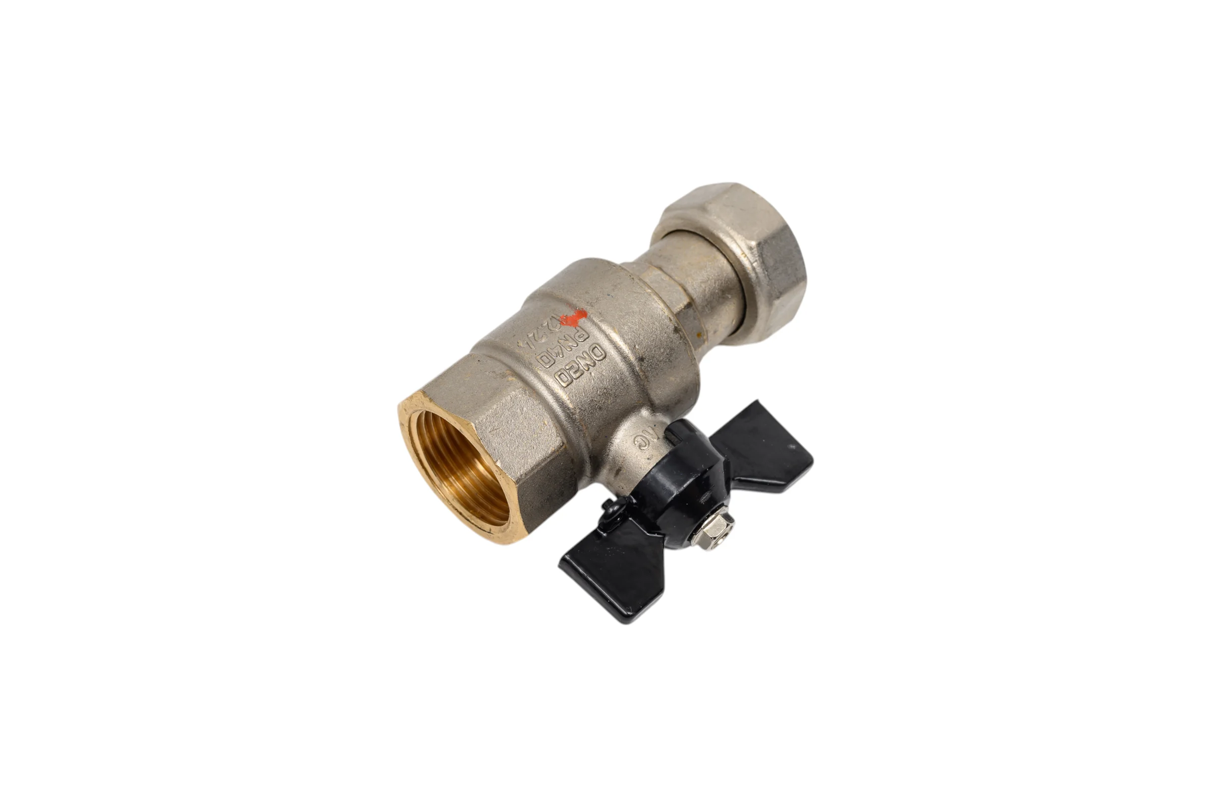 Кран шаровой латунный LD PRIDE 47.20.Н-Н.Б Ду 20 Ру 40 бабочка (white) с биркой LD 47.396.20