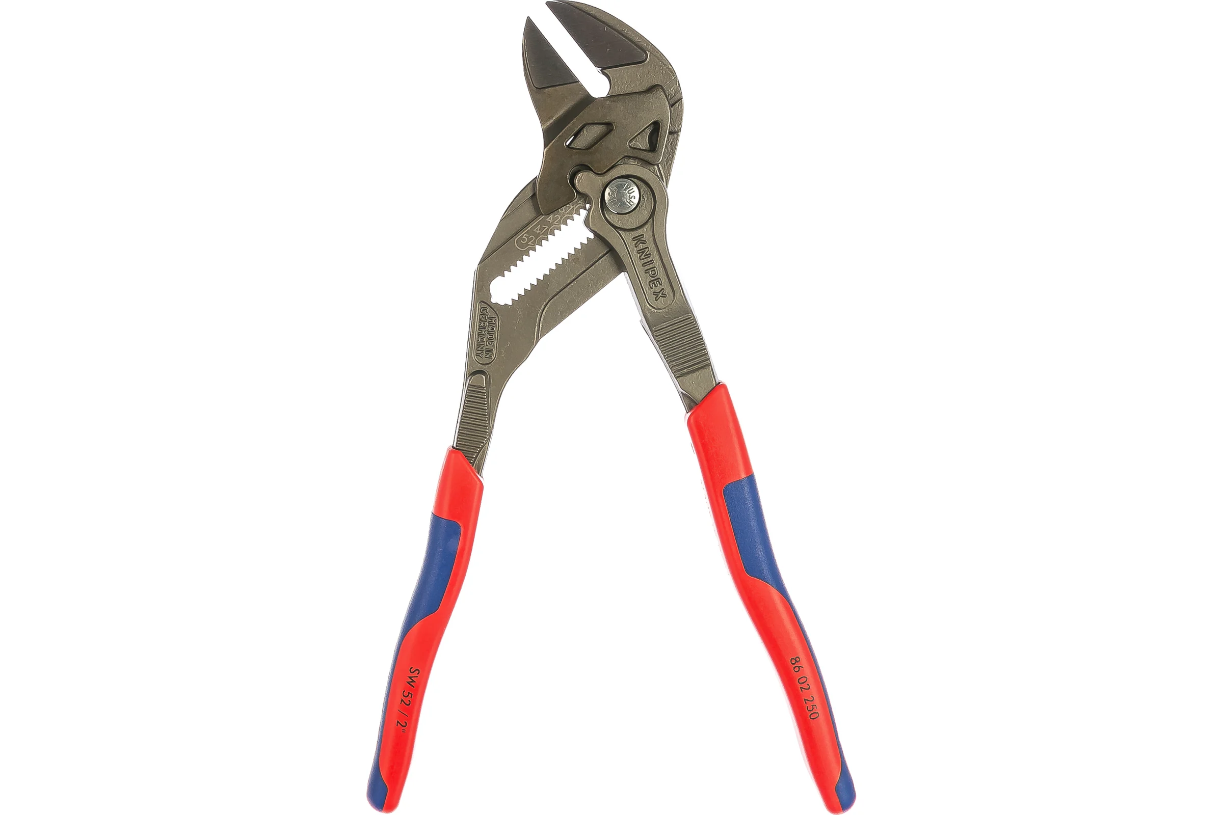 Переставные клещи KNIPEX 52 м, 250 мм, серые, 2К ручки KN-8602250