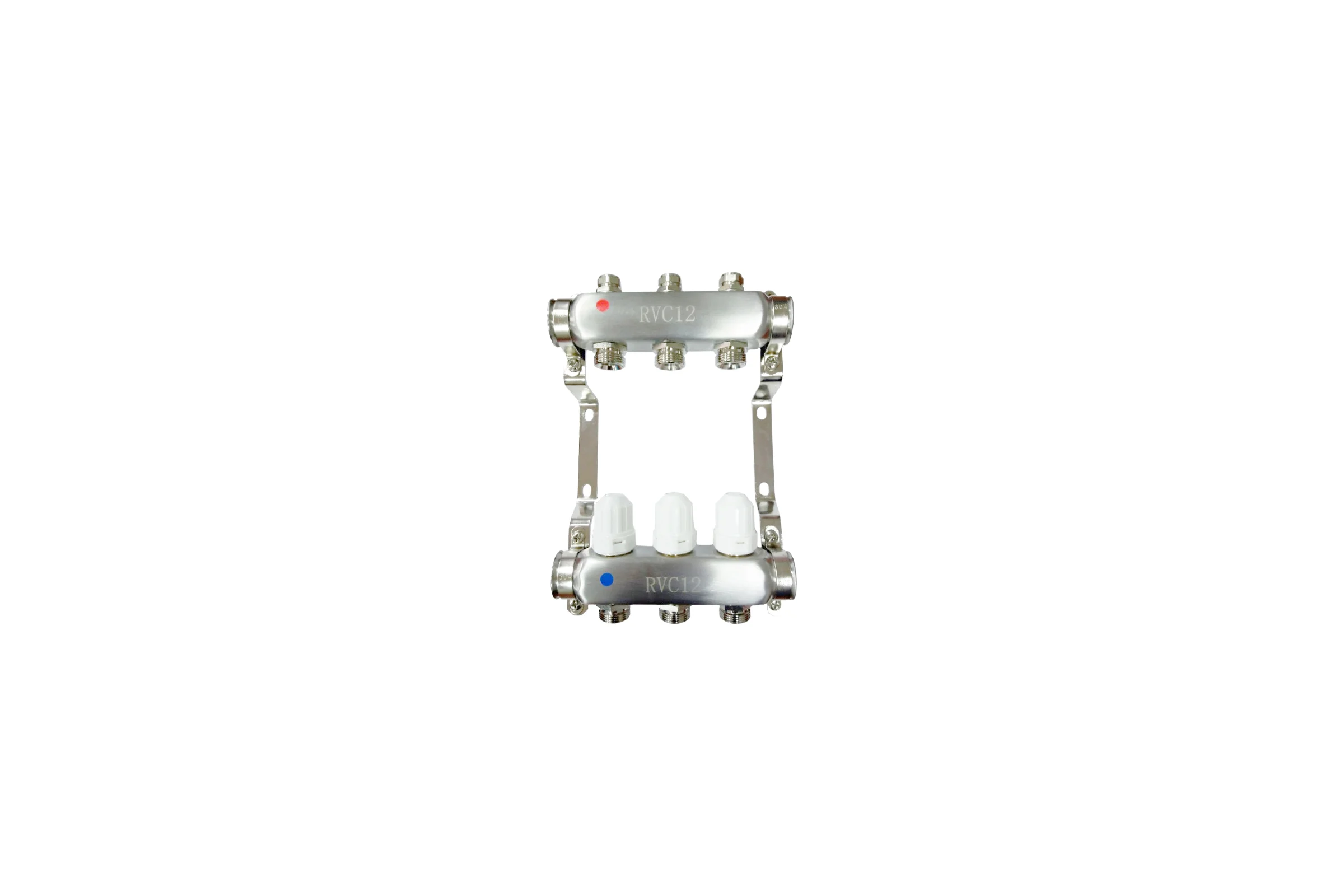 Коллекторный блок Rvc ТП нержавеющая сталь, 1 (DN25) 2x3/4 (евроконус), с вентильными вставками 12120