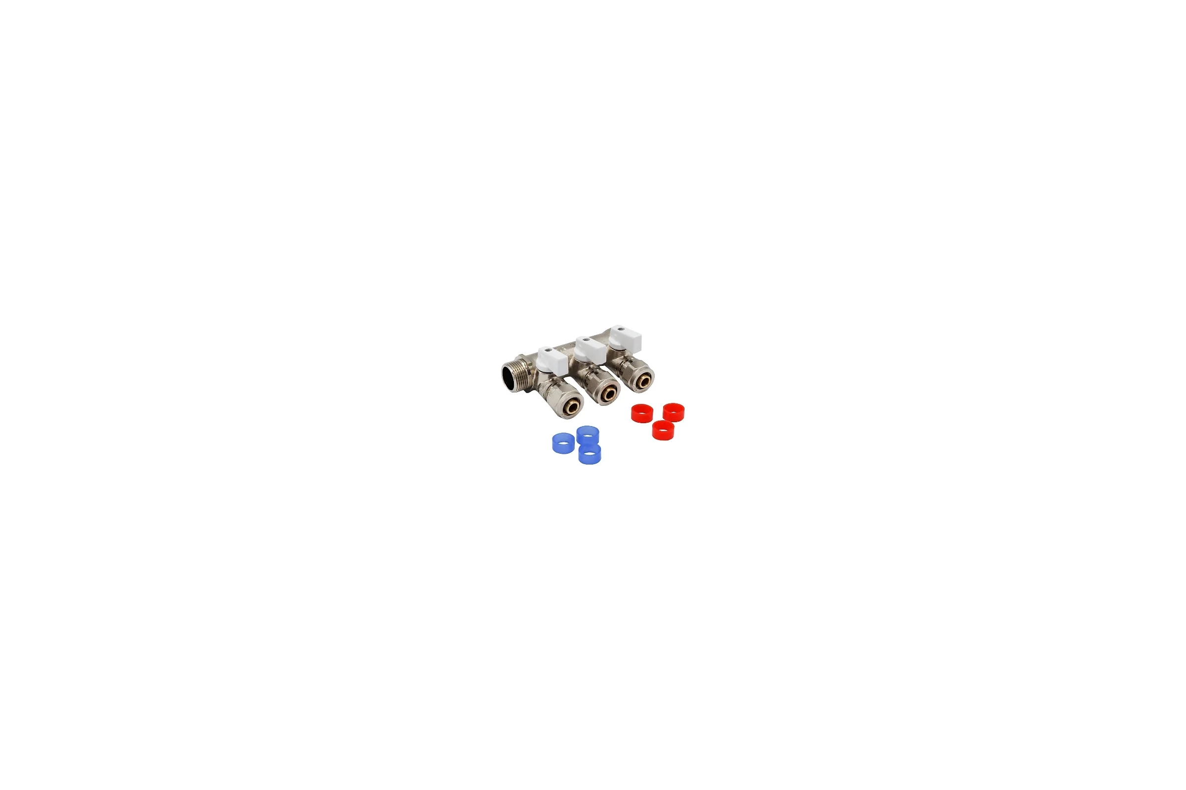 МП коллектор Rvc 3/4 гш-1/2 ш с кранами, 3 выхода (в комплекте ЕК 16x1/2 ) 10883