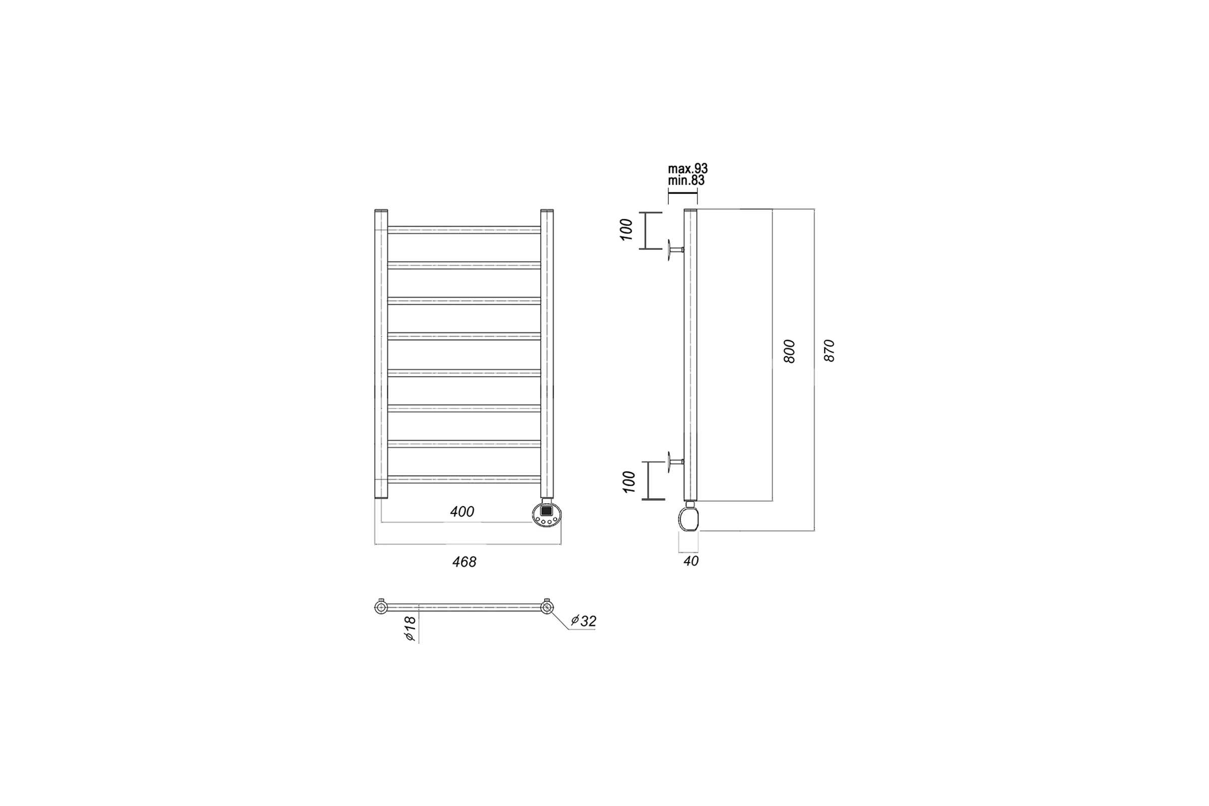 Полотенцесушитель электрический Domoterm Медея П8 400x800 ER золото 4680746597284
