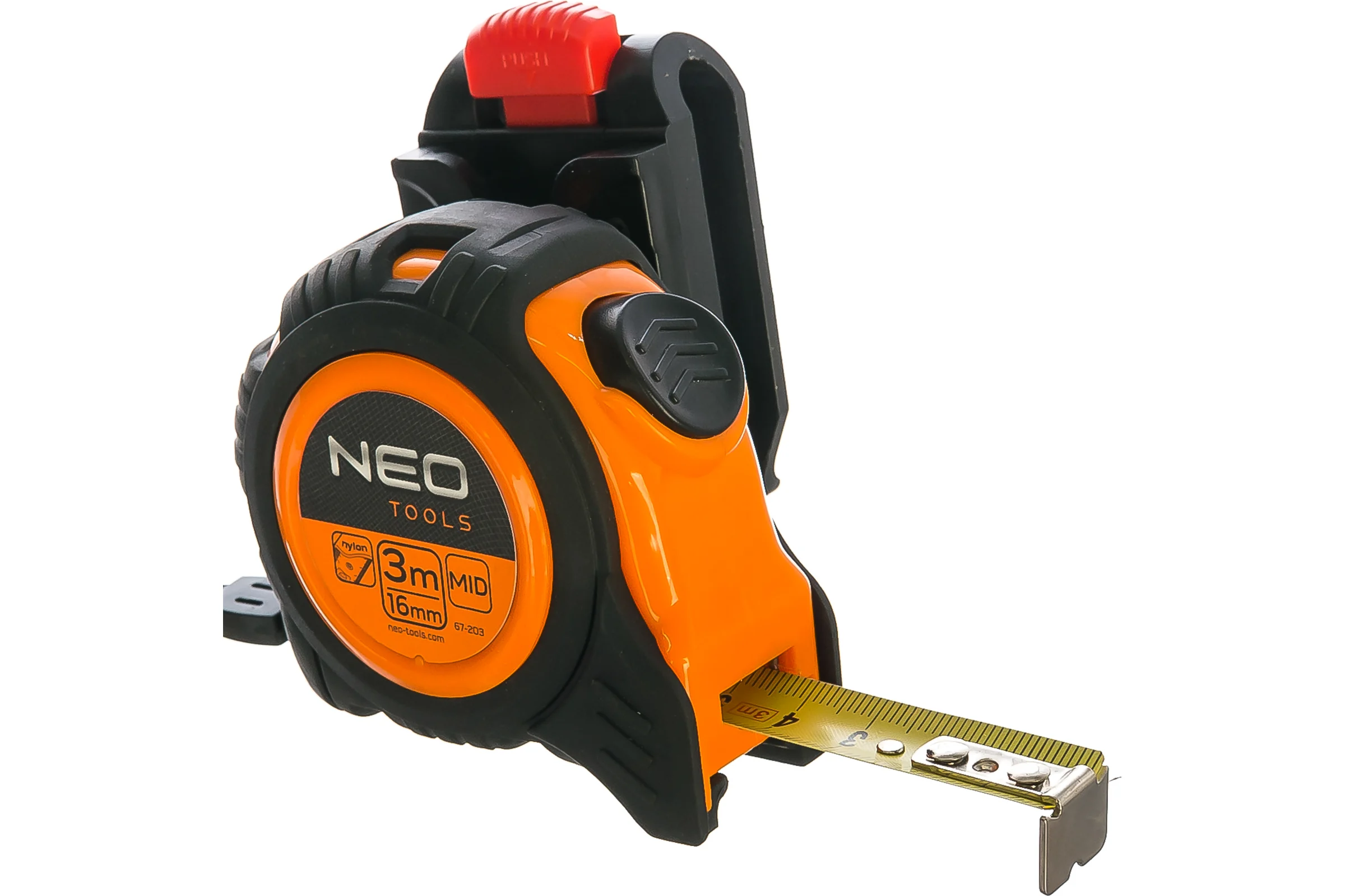 Рулетка NEO Tools стальная лента 3 м x 16 мм c автостопом 67-203
