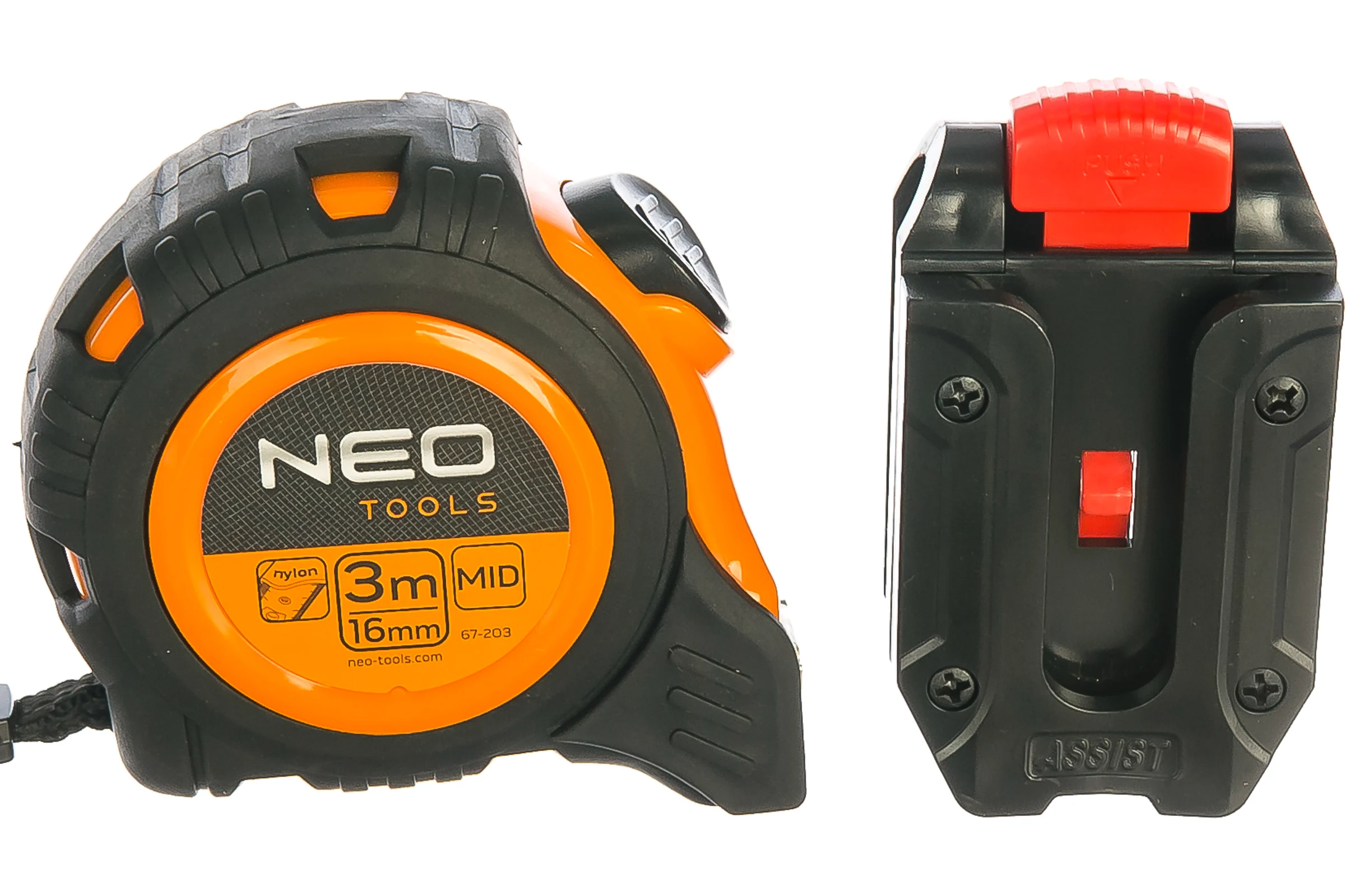 Рулетка NEO Tools стальная лента 3 м x 16 мм c автостопом 67-203
