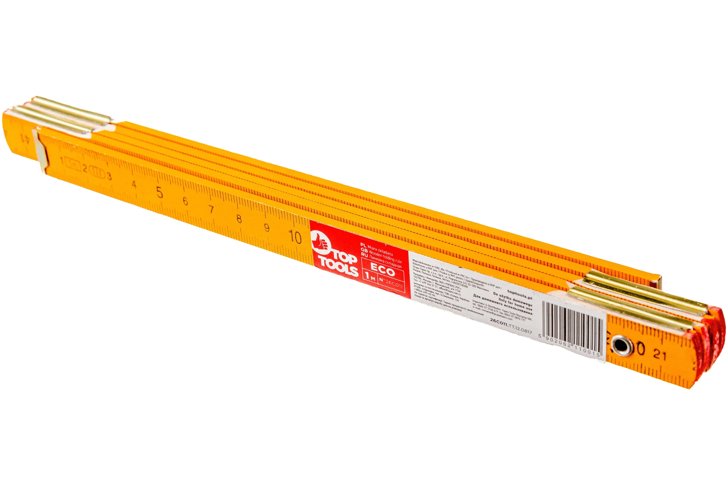 Складной деревянный метр 1 м, желтый Top Tools 26C011