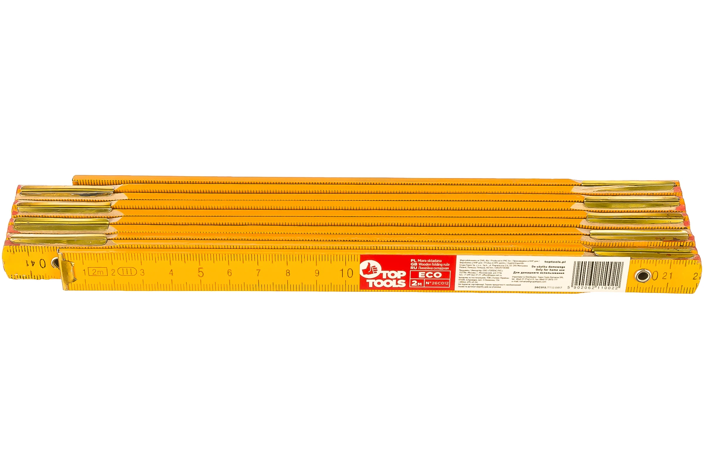 Складной деревянный метр 2 м, желтый Top Tools 26C012