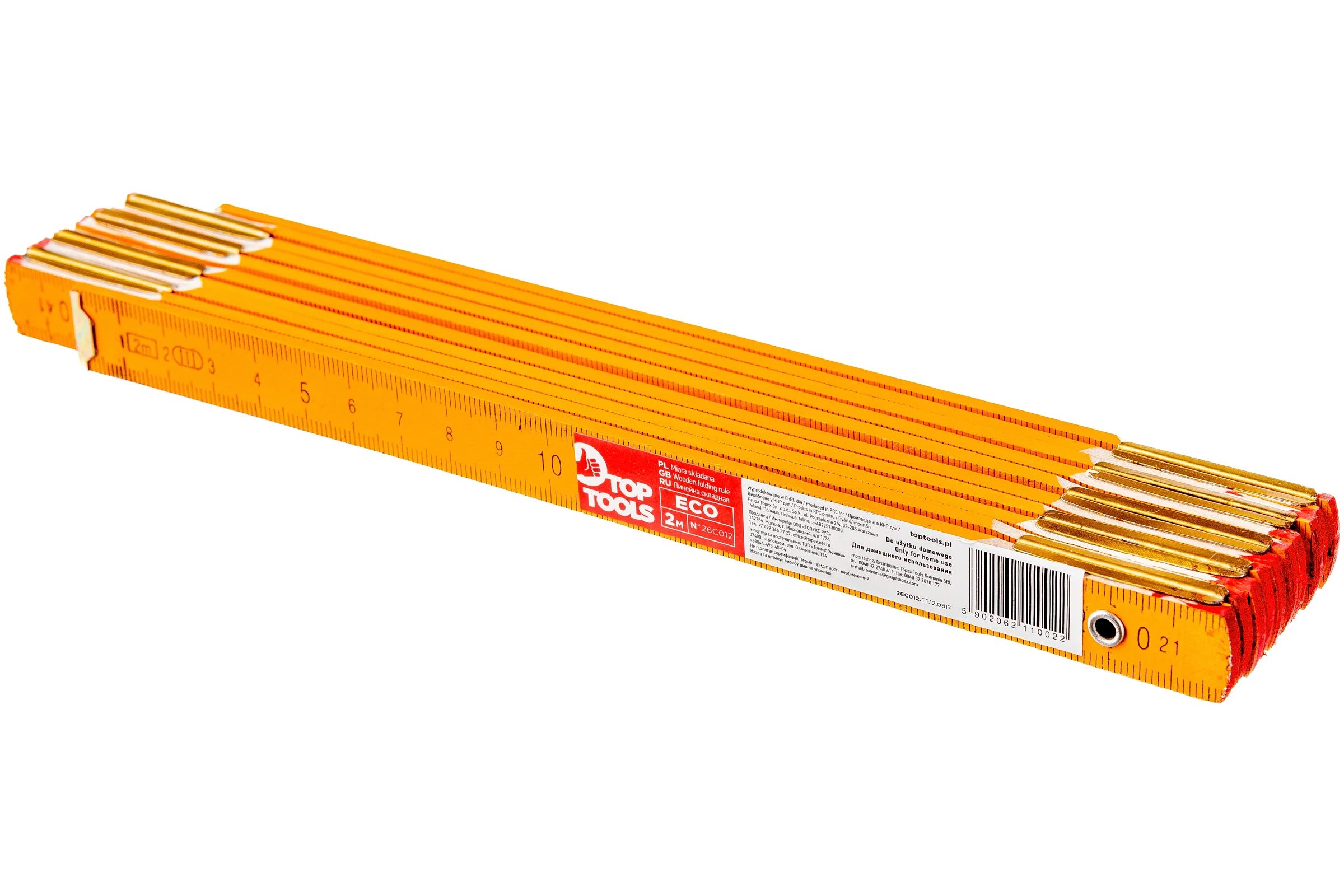 Складной деревянный метр 2 м, желтый Top Tools 26C012