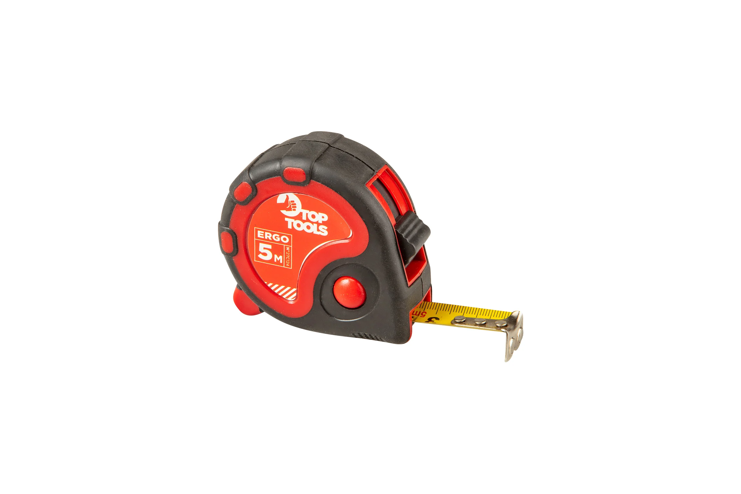 Рулетка Top Tools стальная лента с магнитом кнопкой паузы 5 м x 19 мм 27C124