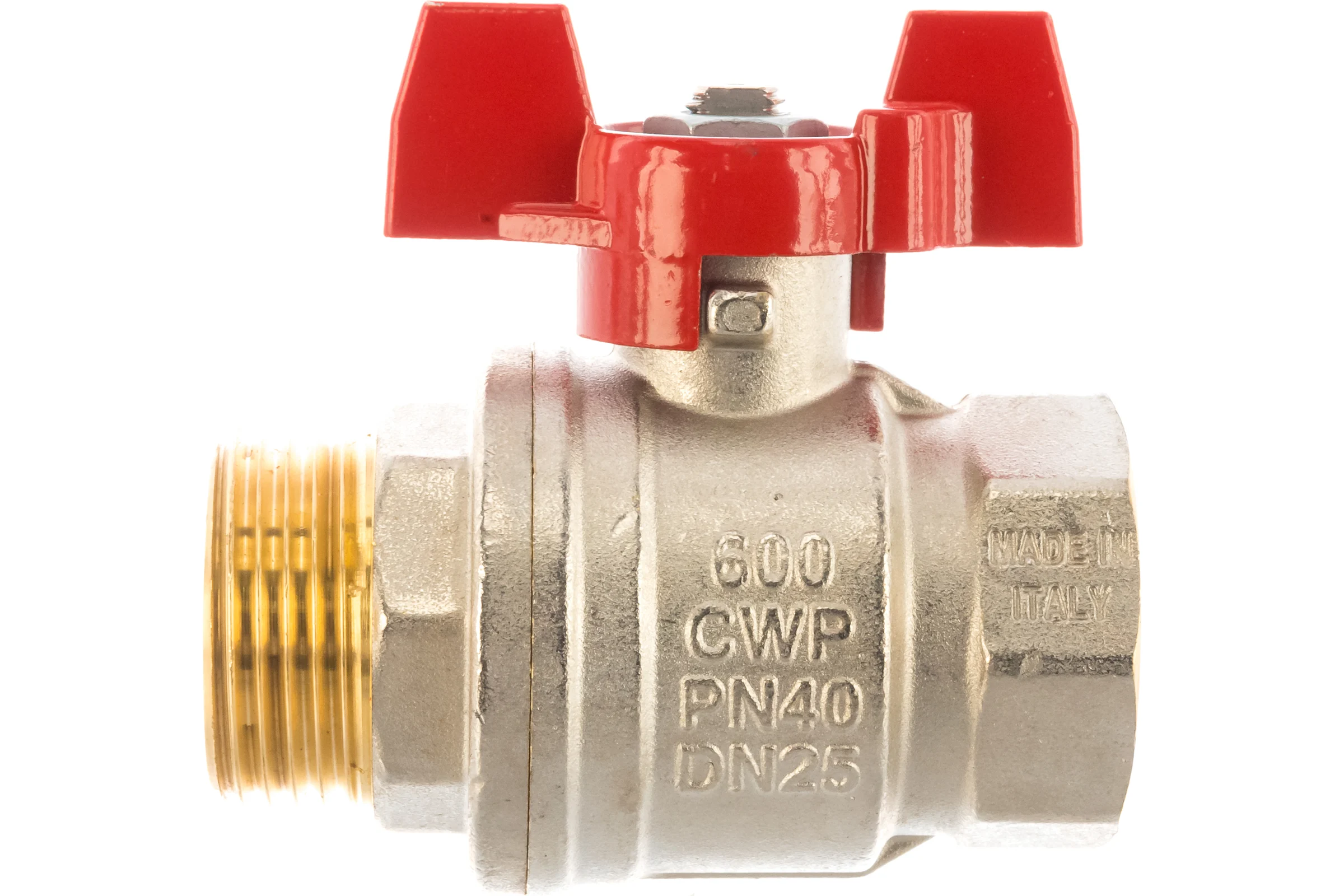 Шаровой кран RuB, 1" DN25 PN40, ВР-НР, серия MILANO (S.90), бабочка S90F26