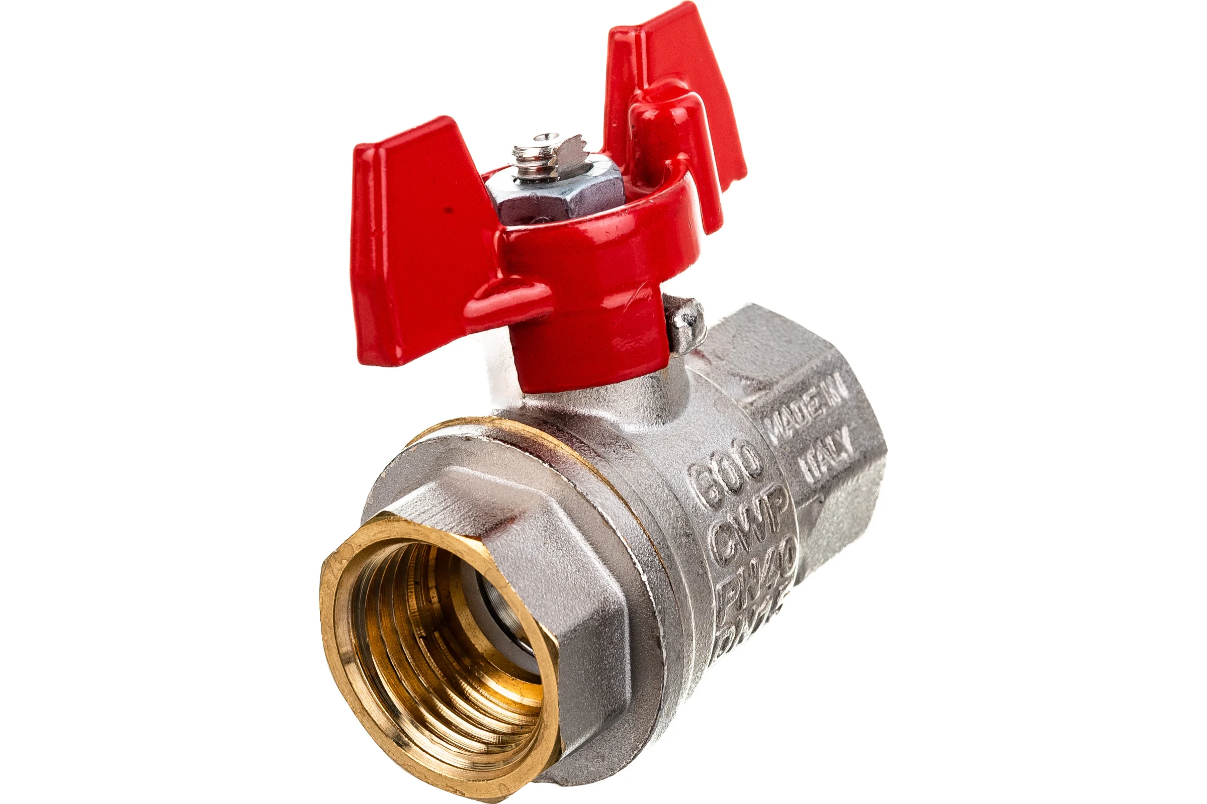 Шаровой кран RuB, 1/2" DN15 PN40, ВР-ВР, серия MILANO (S.90), бабочка S90D16