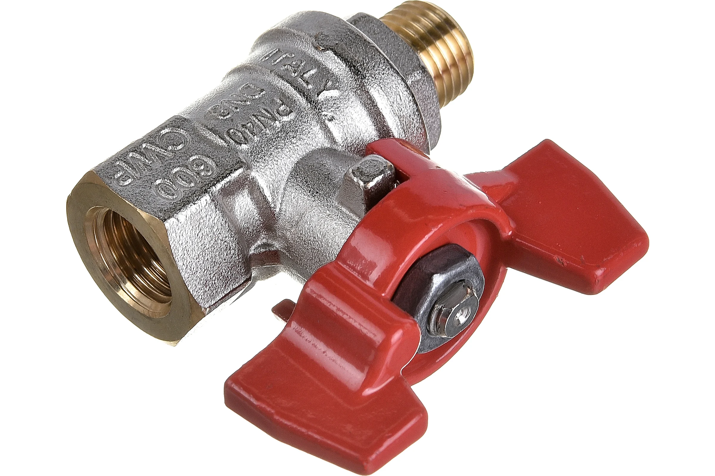 Шаровой кран RuB, 1/4" DN8 PN40, ВР-НР, серия MILANO (S.90), бабочка S90B26