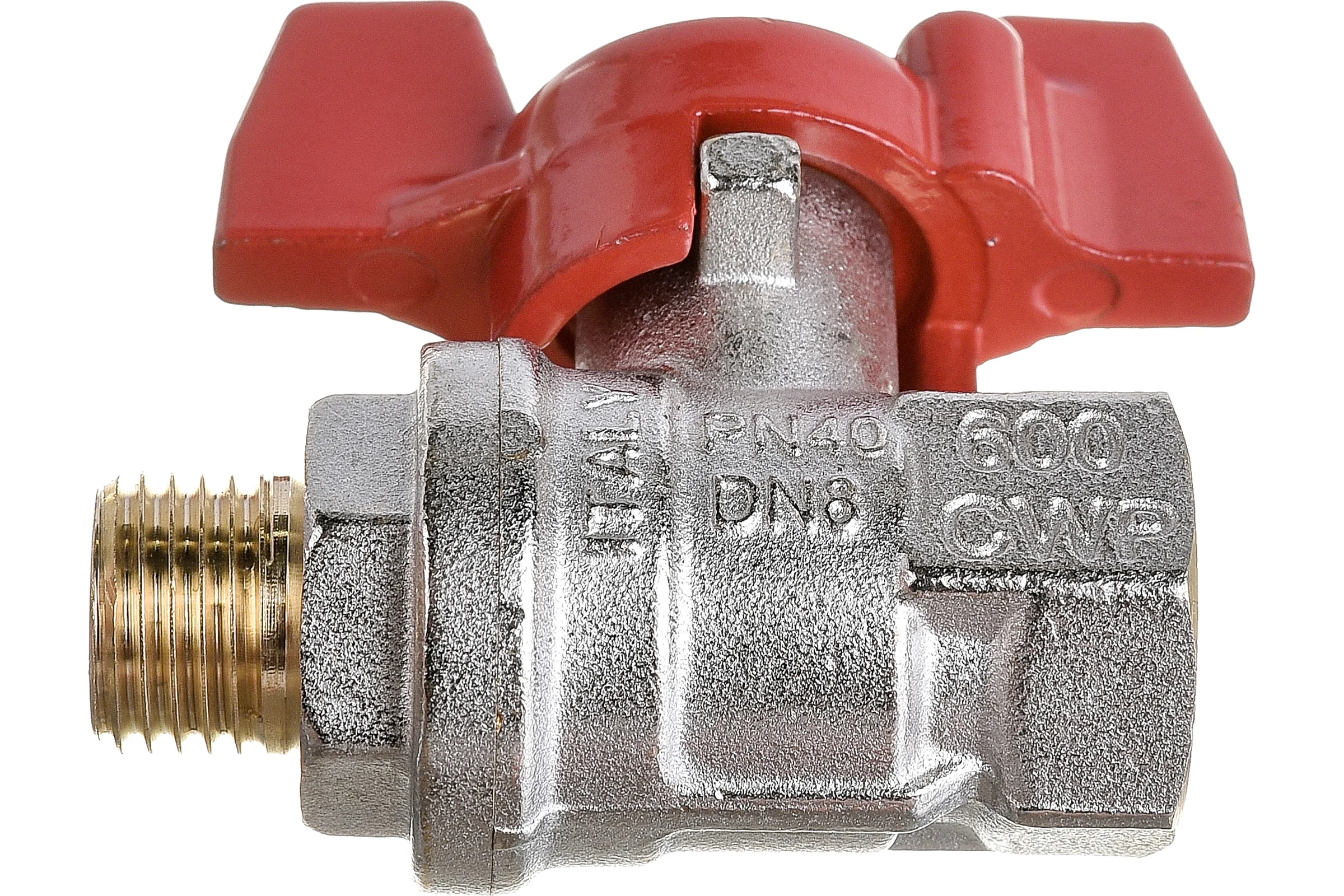 Шаровой кран RuB, 1/4" DN8 PN40, ВР-НР, серия MILANO (S.90), бабочка S90B26