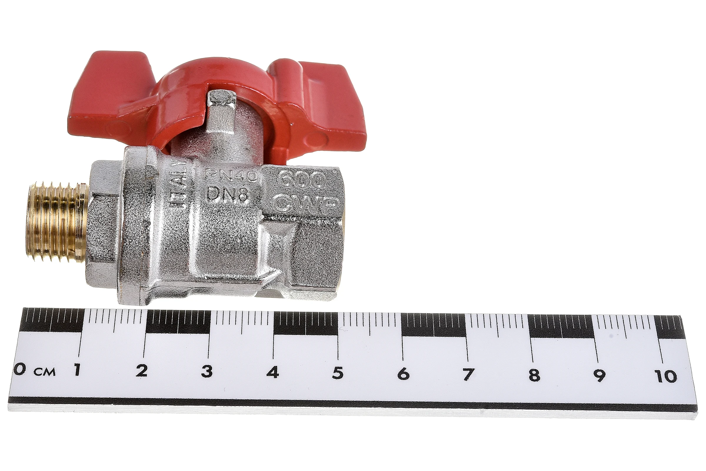 Шаровой кран RuB, 1/4" DN8 PN40, ВР-НР, серия MILANO (S.90), бабочка S90B26