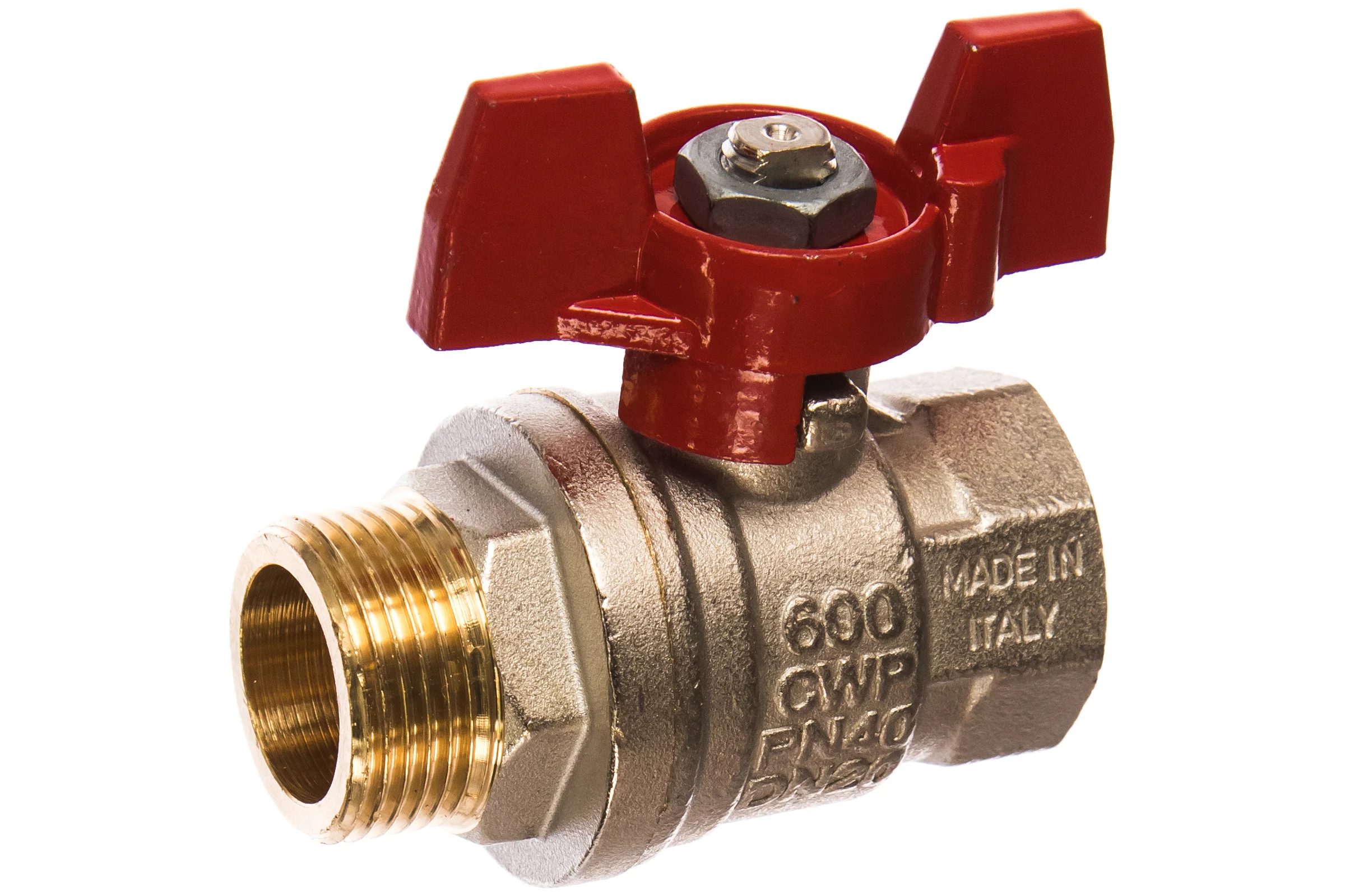 Шаровой кран RuB, 3/4" DN20 PN40, ВР-НР, серия MILANO (S.90), бабочка S90E26
