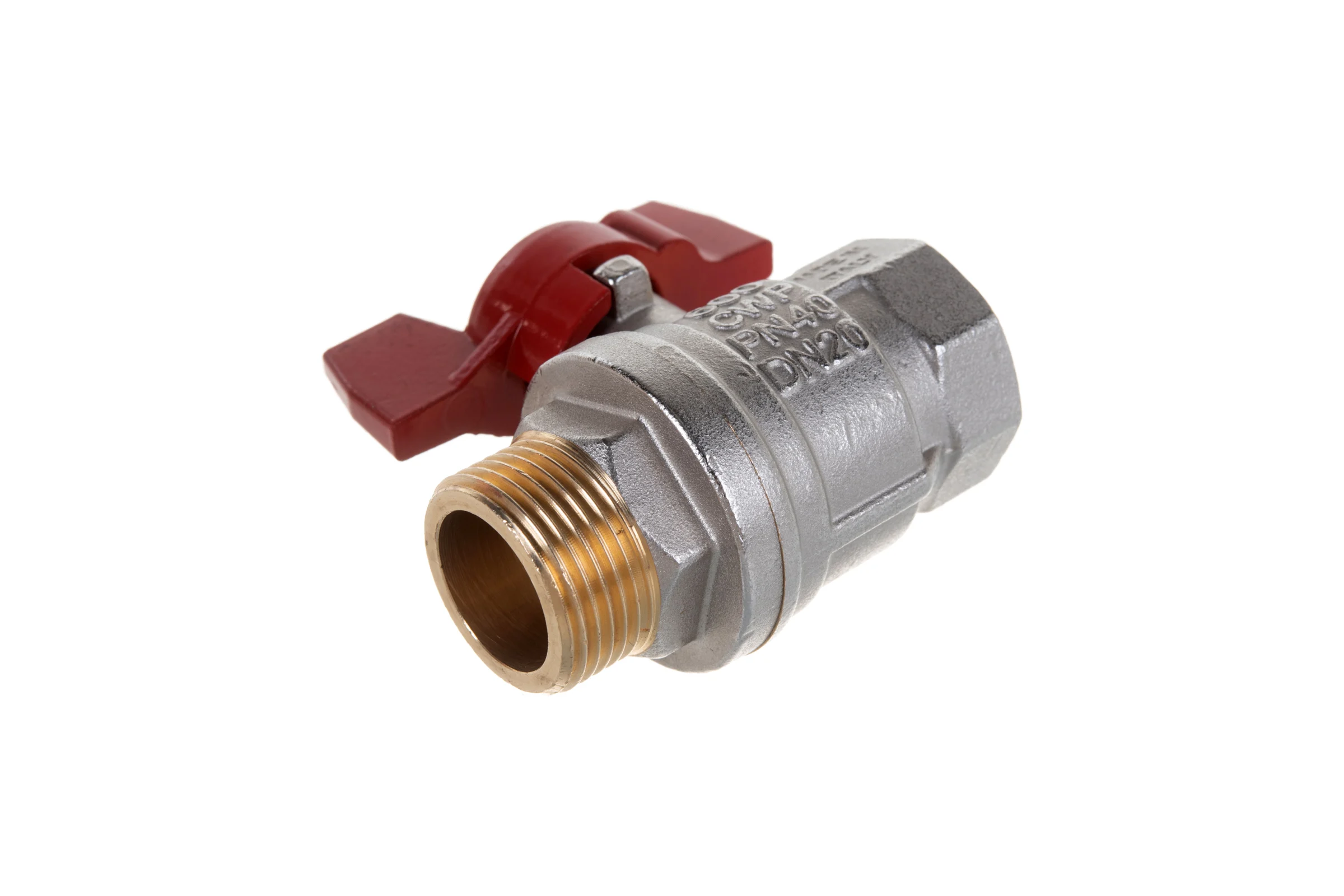 Шаровой кран RuB, 3/4" DN20 PN40, ВР-НР, серия MILANO (S.90), бабочка S90E26