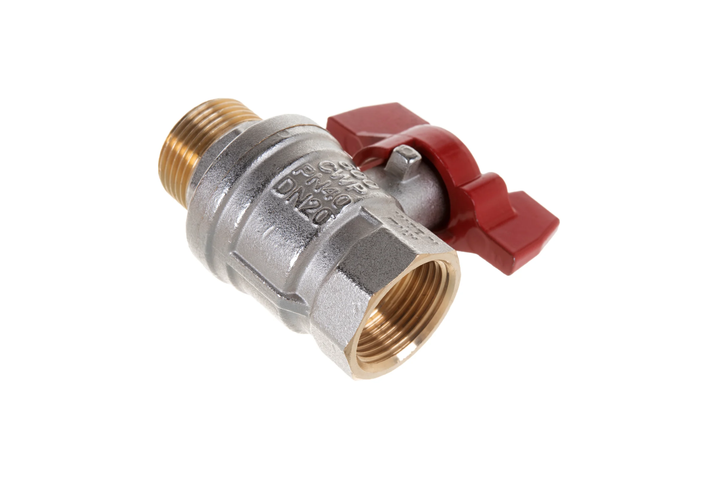 Шаровой кран RuB, 3/4" DN20 PN40, ВР-НР, серия MILANO (S.90), бабочка S90E26
