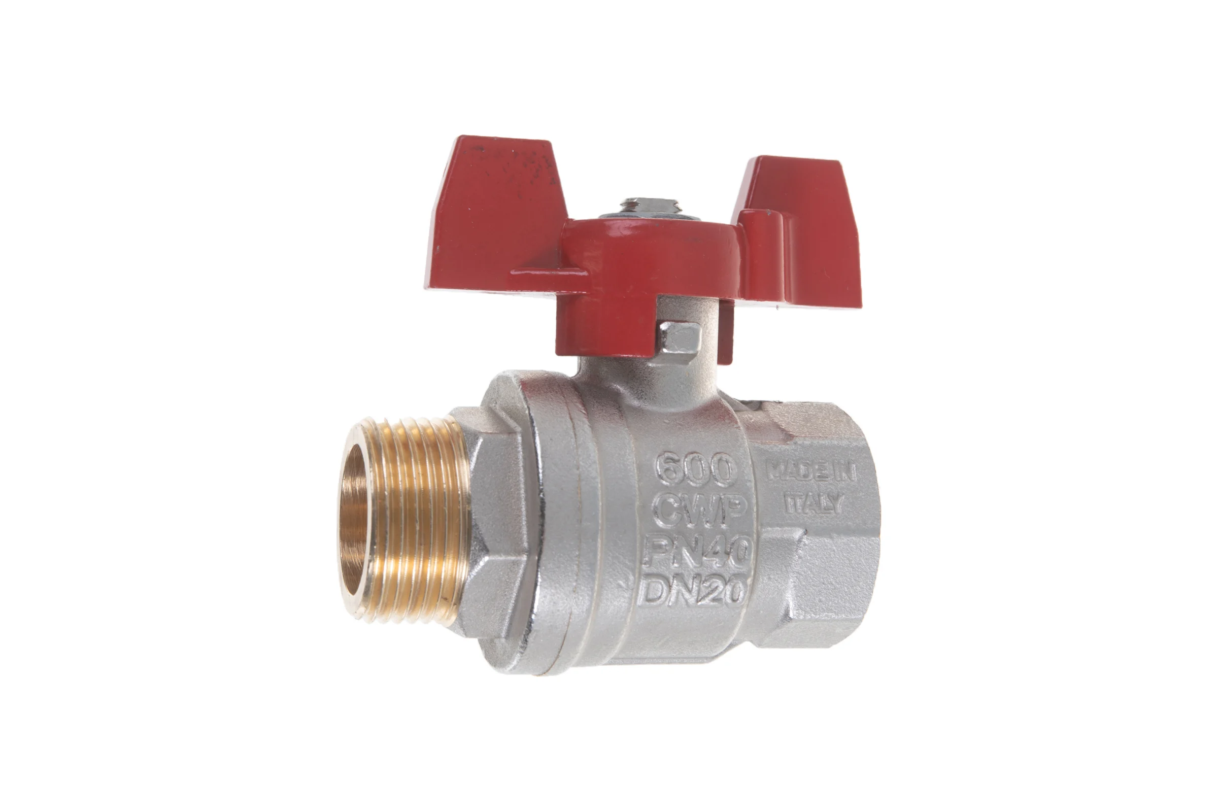 Шаровой кран RuB, 3/4" DN20 PN40, ВР-НР, серия MILANO (S.90), бабочка S90E26
