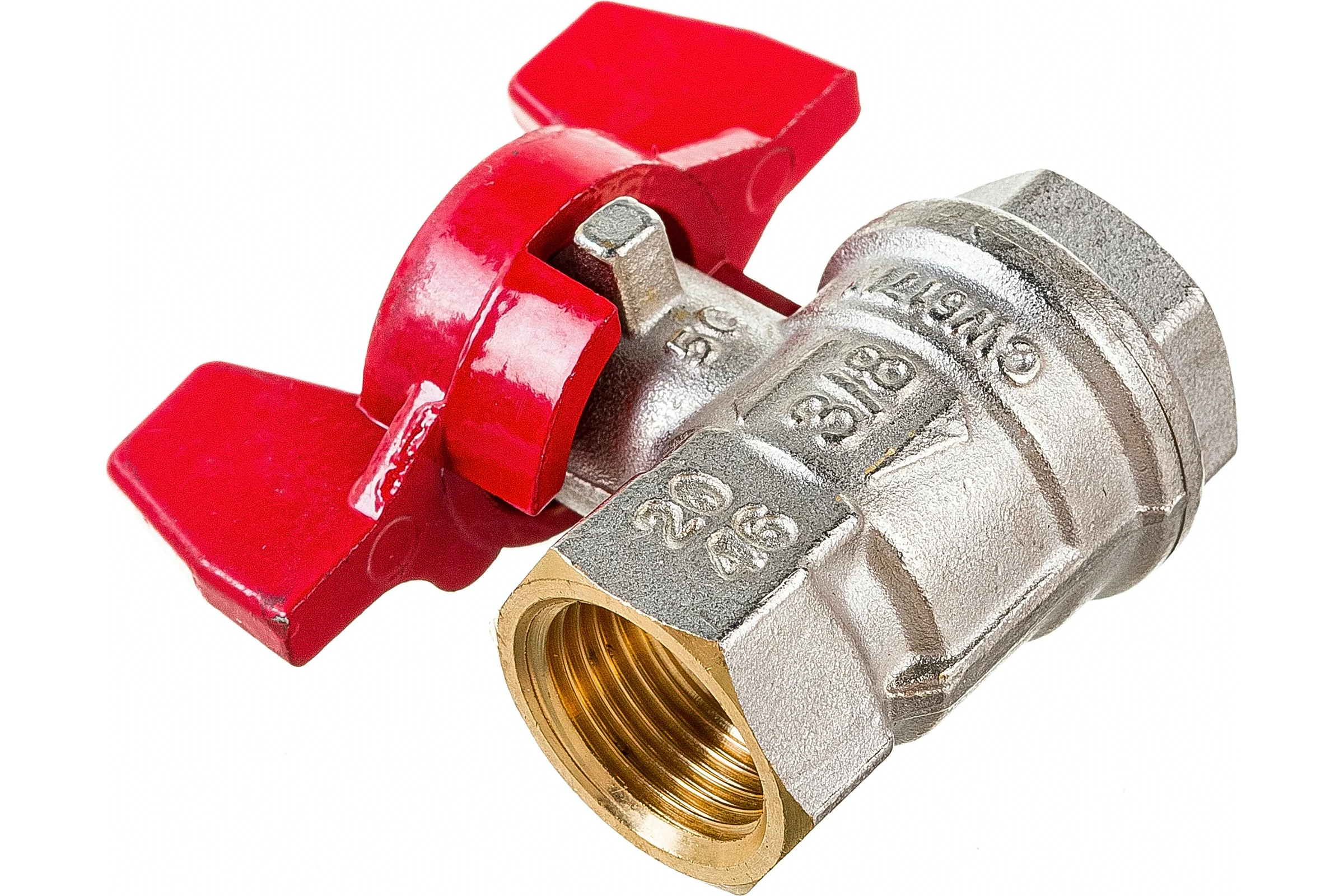 Шаровой кран RuB, 3/8" DN10 PN40, ВР-ВР, серия MILANO (S.90), бабочка S90C16