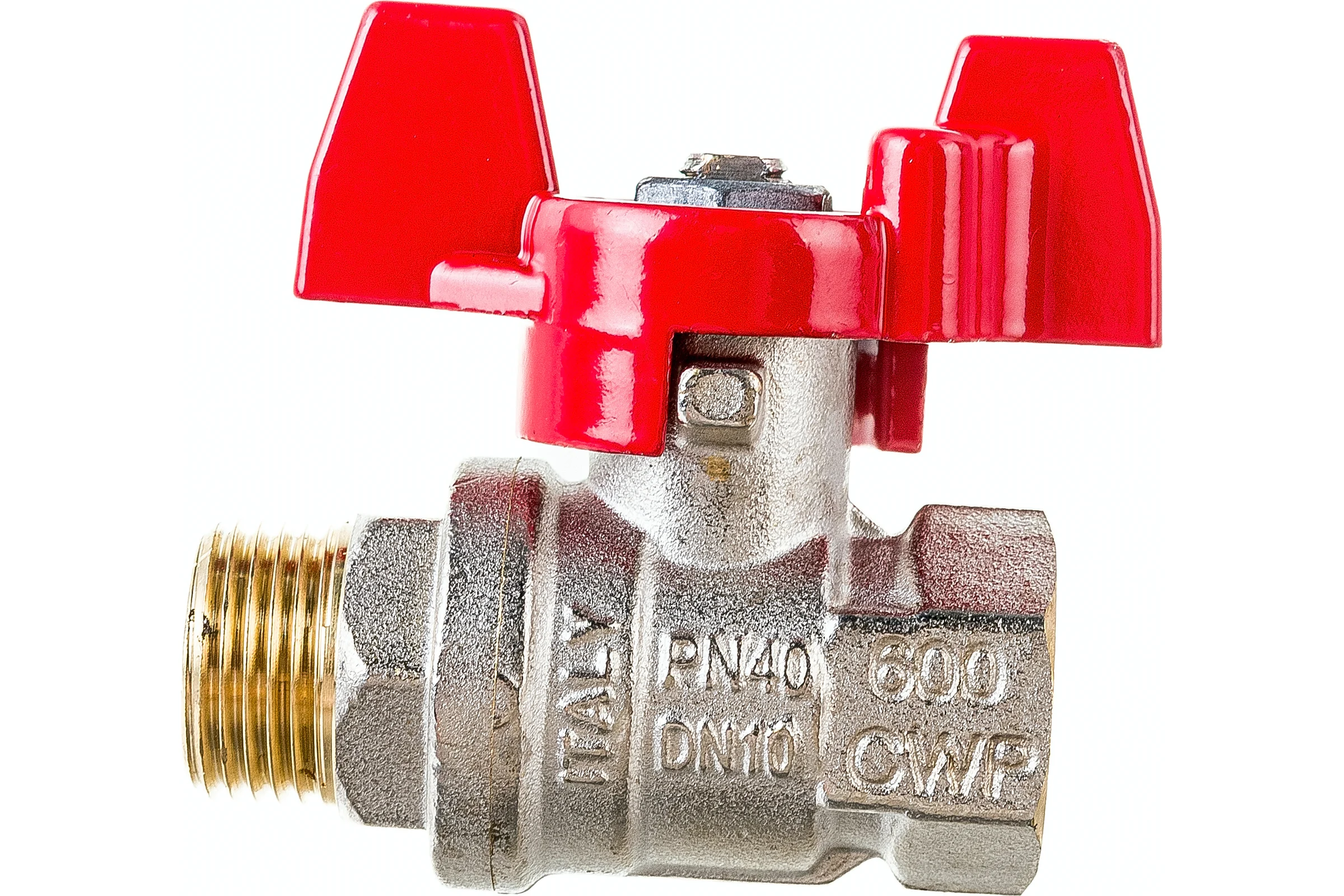 Шаровой кран RuB серия MILANO 3/8" DN10 PN40, ВР-НР, (S.90), бабочка S90C26