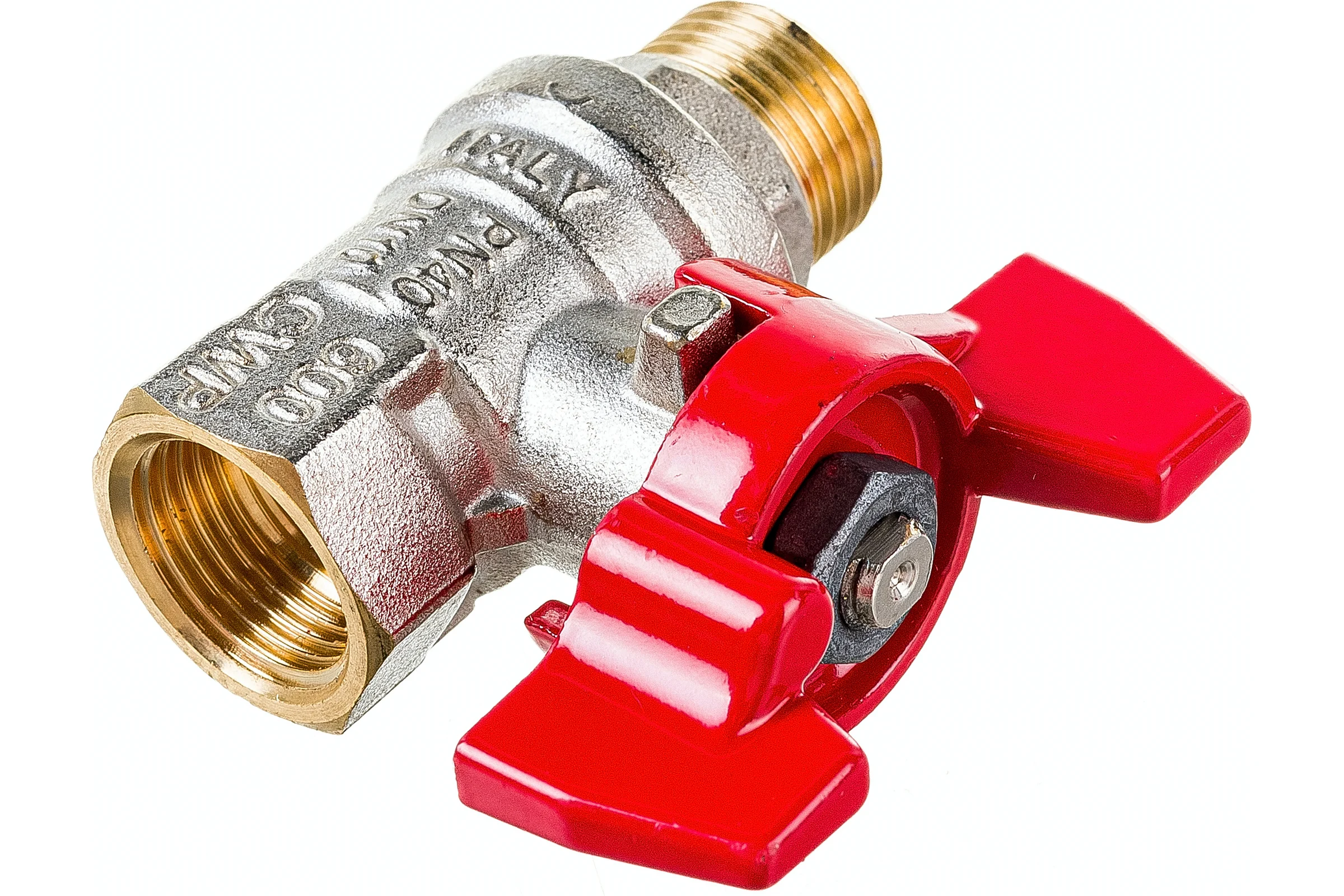 Шаровой кран RuB серия MILANO 3/8" DN10 PN40, ВР-НР, (S.90), бабочка S90C26