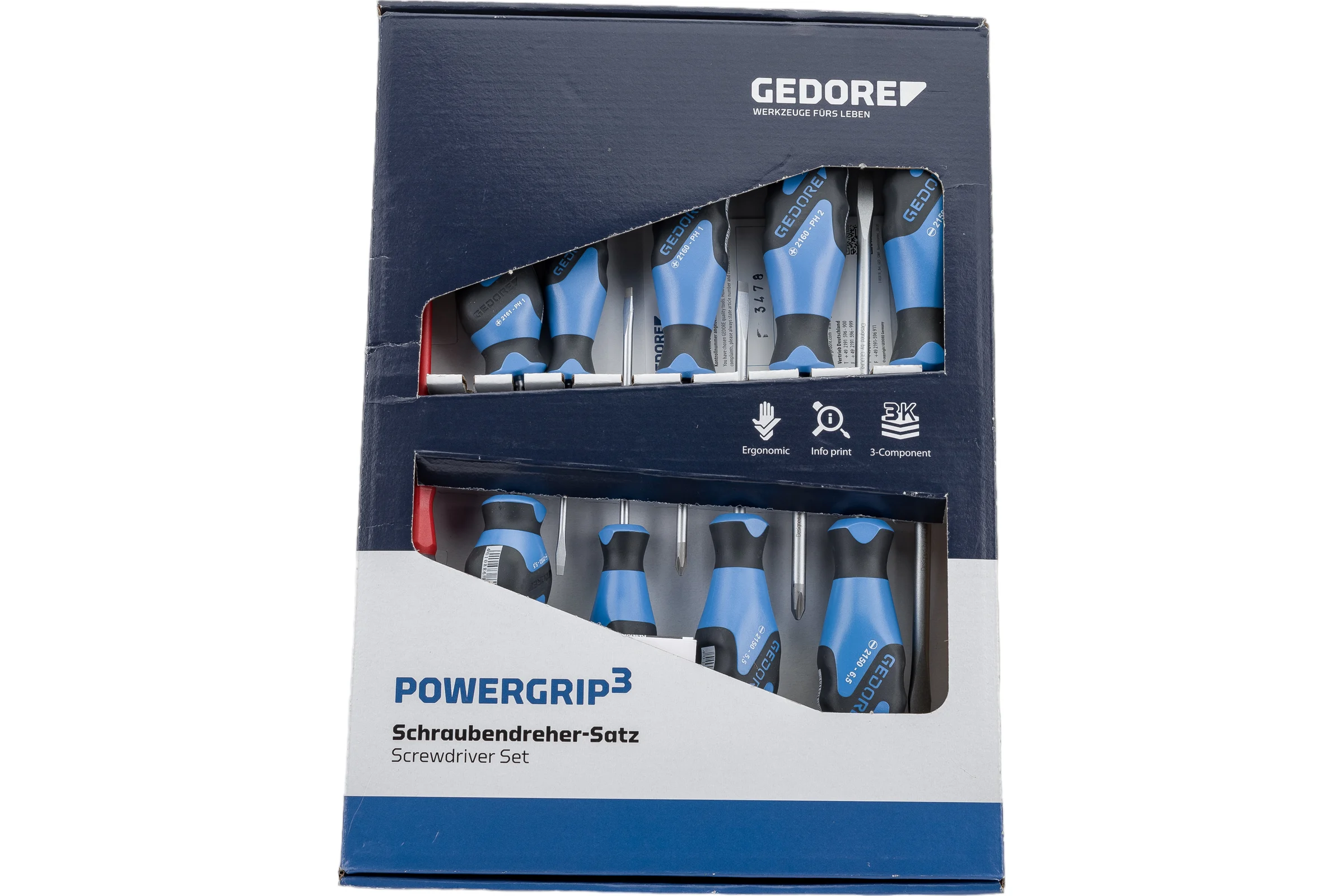 Набор отверток с трехкомпонентными рукоятками 10 предметов GEDORE IS 3-8 PH 1-2 1482343
