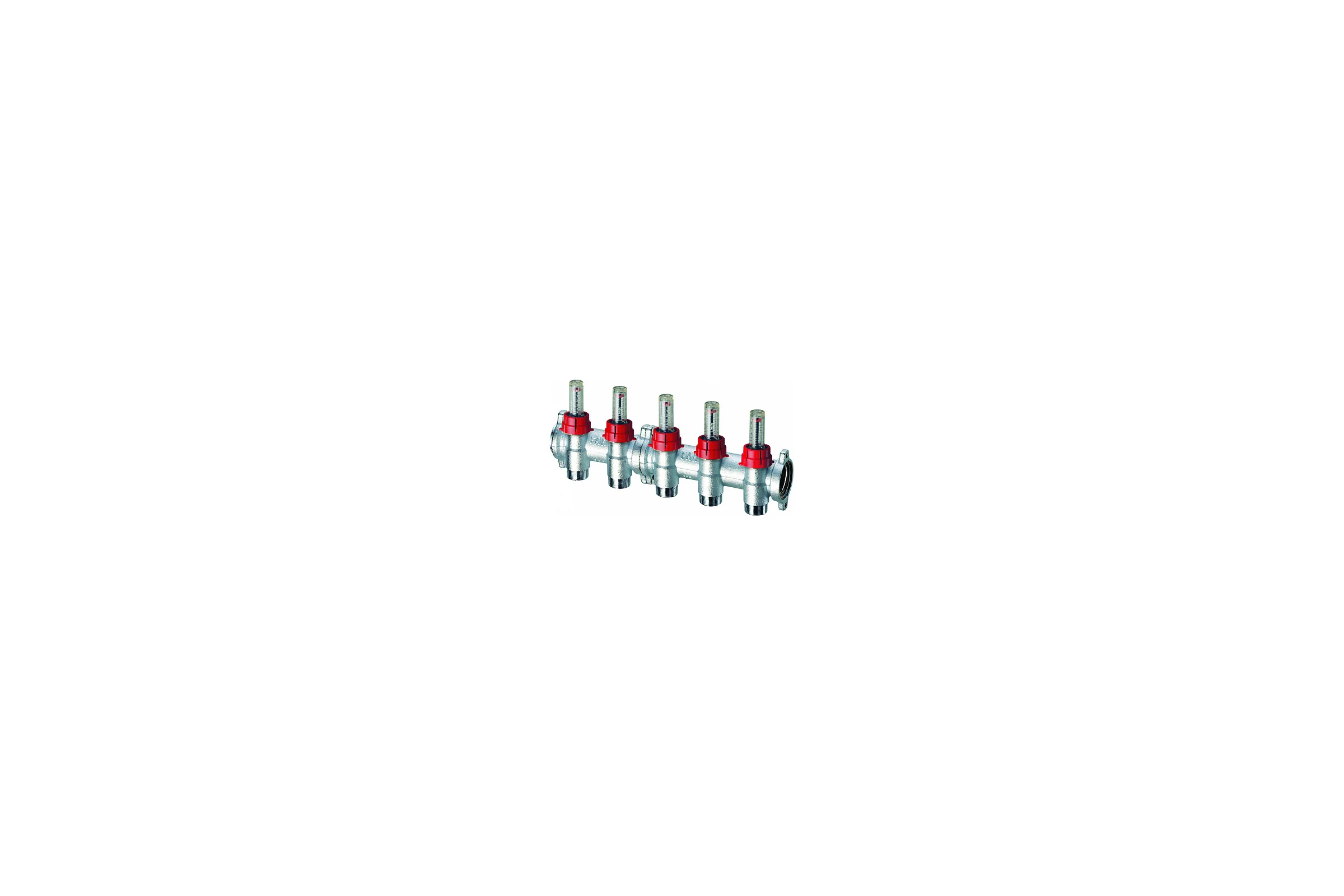 Запорный коллектор с расходомерами FAR 1", 4 отвода 3/4" EUROKONUS FK 3980 13404