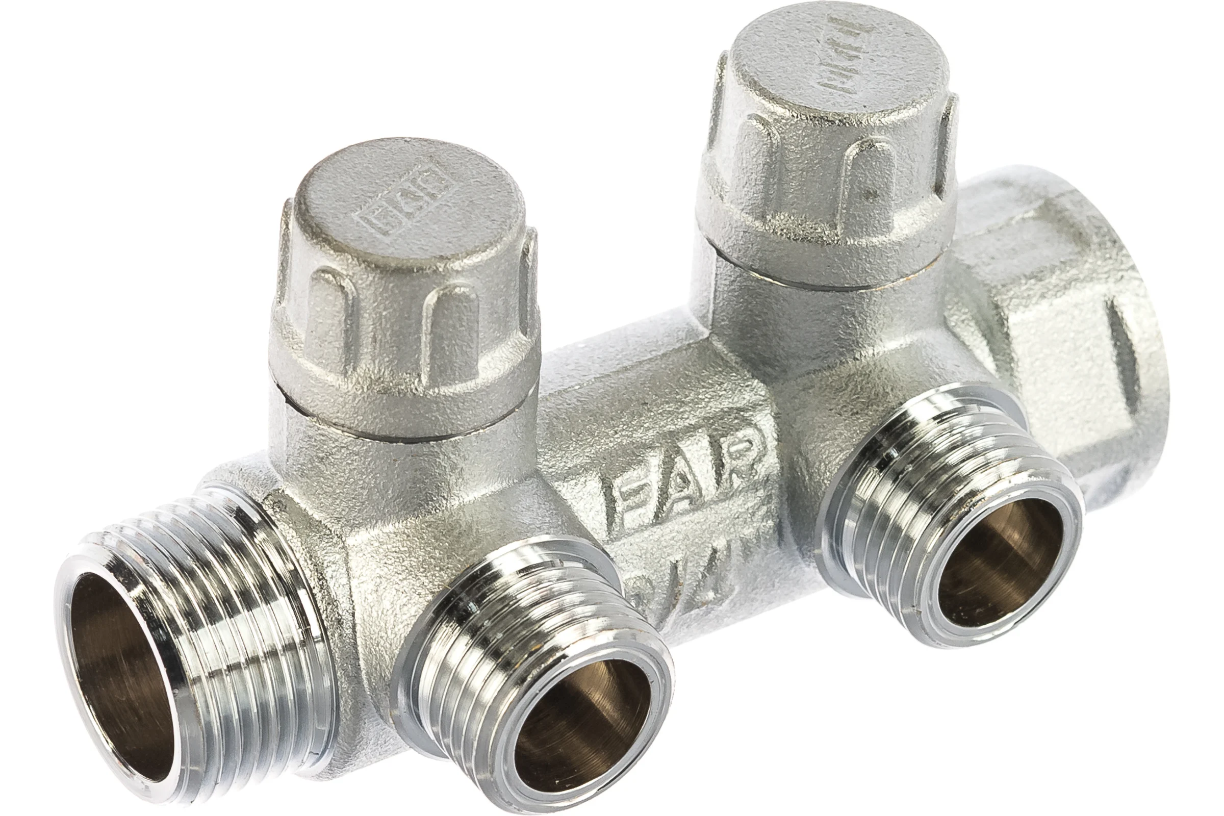 Коллектор запорный FAR 3/4" с 2 отв. 1/2" НР, плоск.присоед. FK 3860 3412TP
