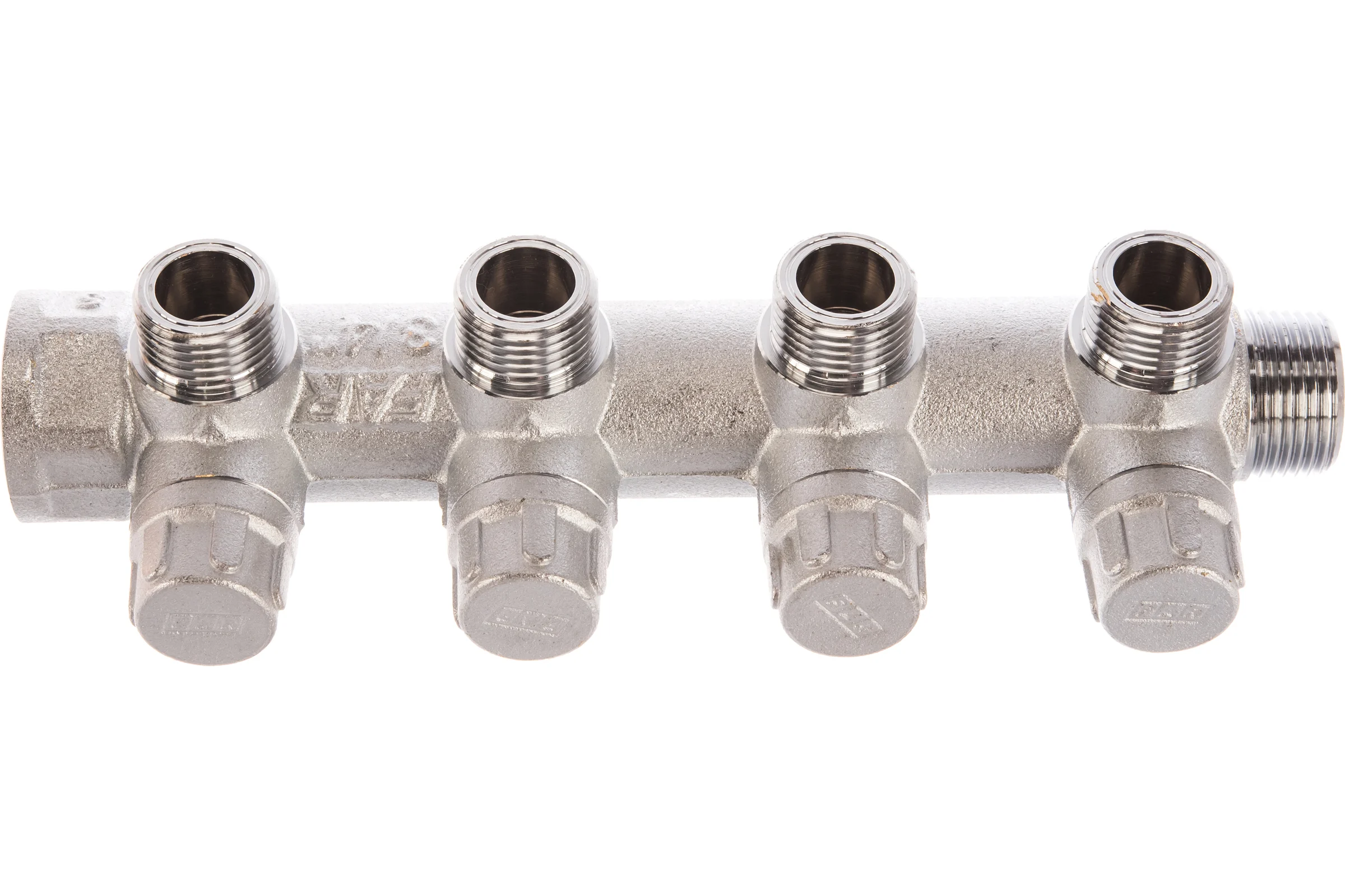 Коллектор запорный FAR 3/4" с 4 отв. 1/2" НР, плоск.присоед. FK 3873 3412TP