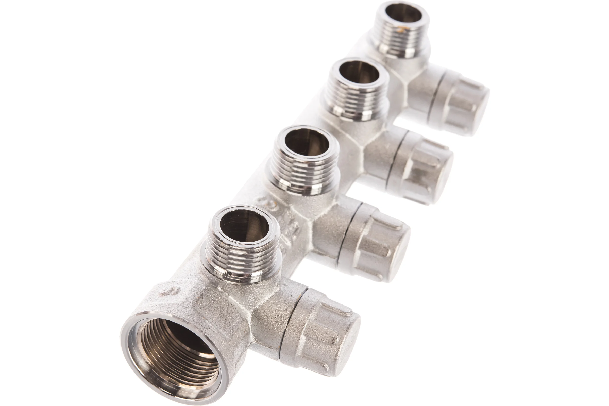 Коллектор запорный FAR 3/4" с 4 отв. 1/2" НР, плоск.присоед. FK 3873 3412TP