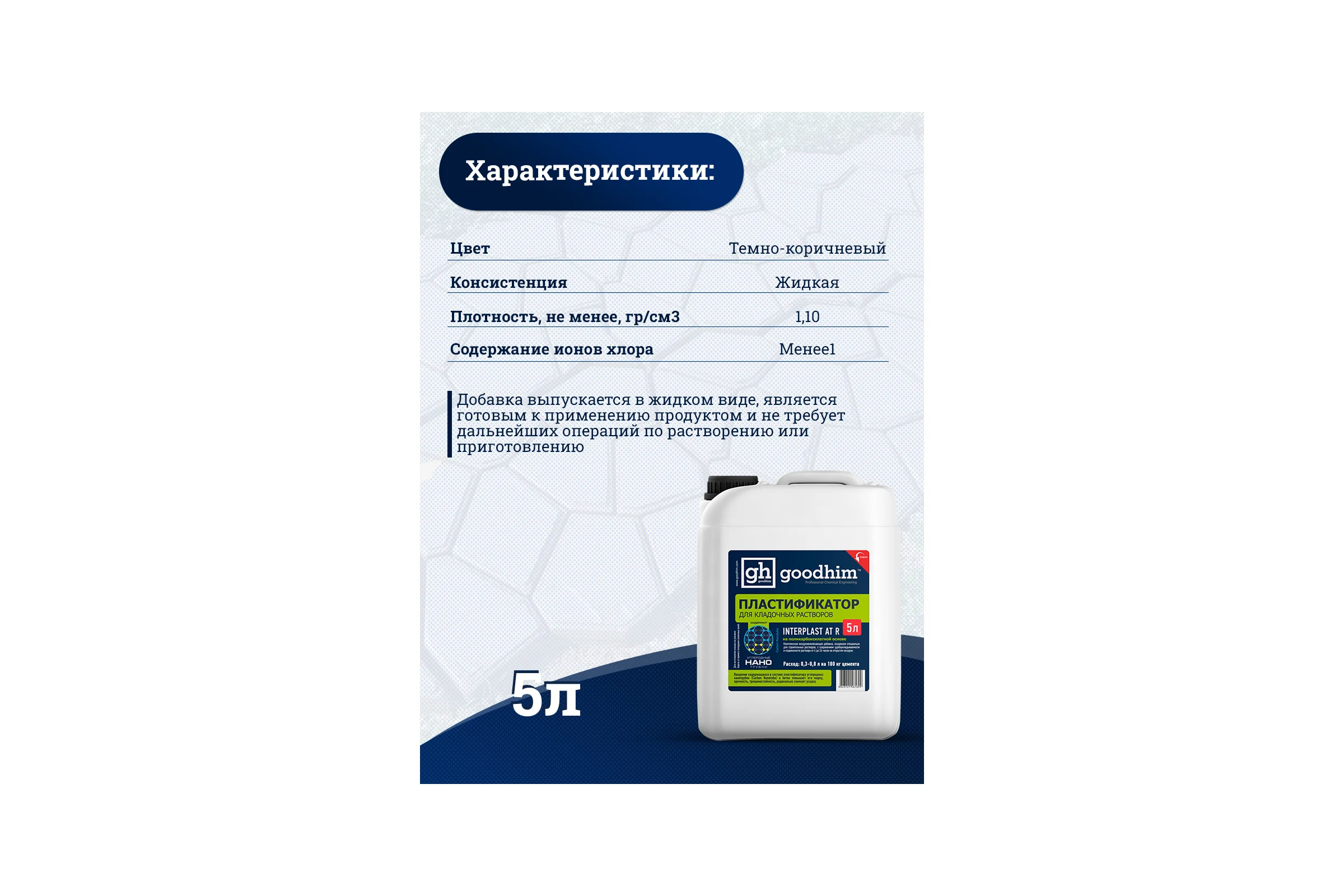 Пластификатор для кладочных растворов Goodhim InterPlast AT R летний - 5л 61699